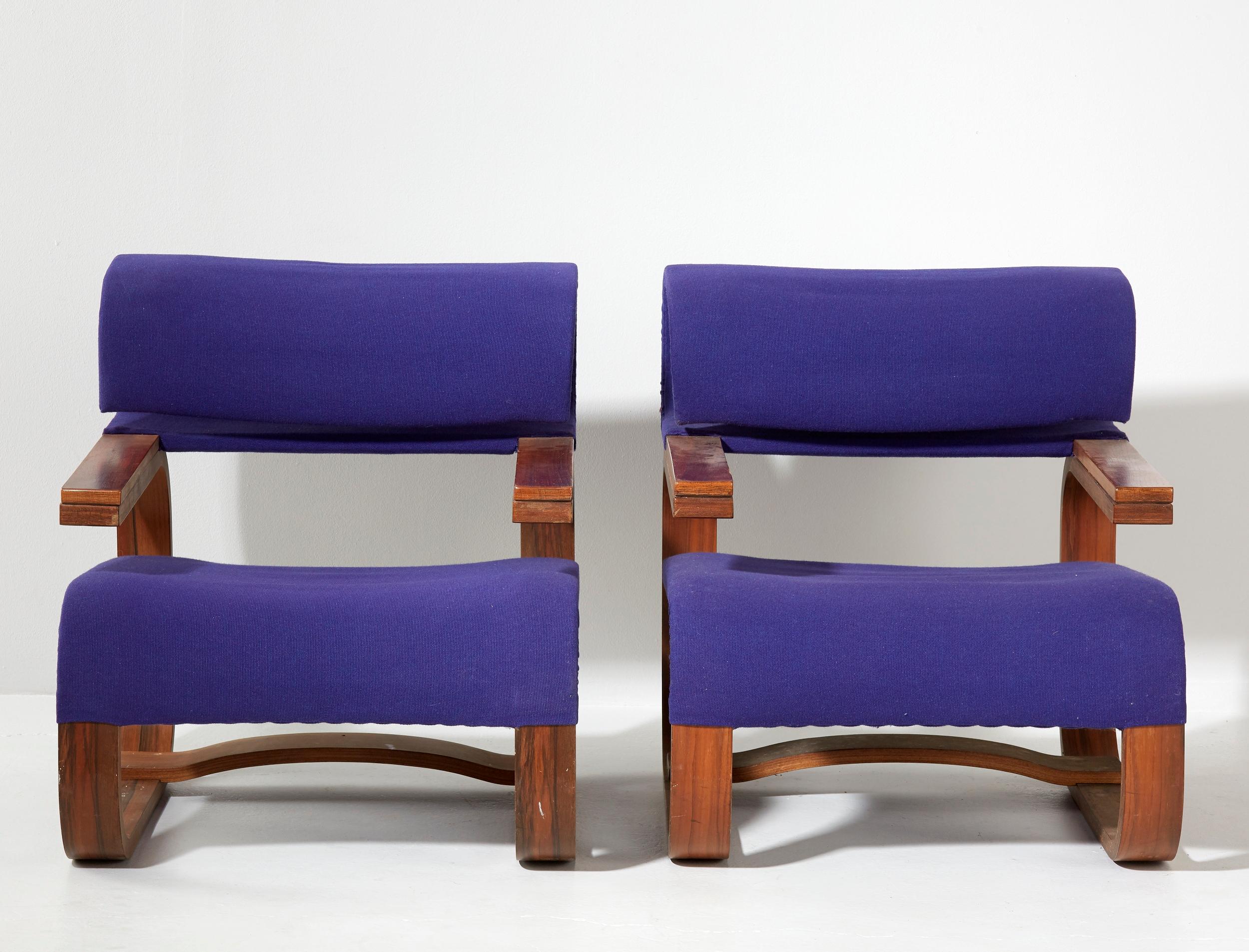 Rosewood Pair of Armchairs by Jan Bocan for the Czechoslovakian Embassy, Thonet, 1972