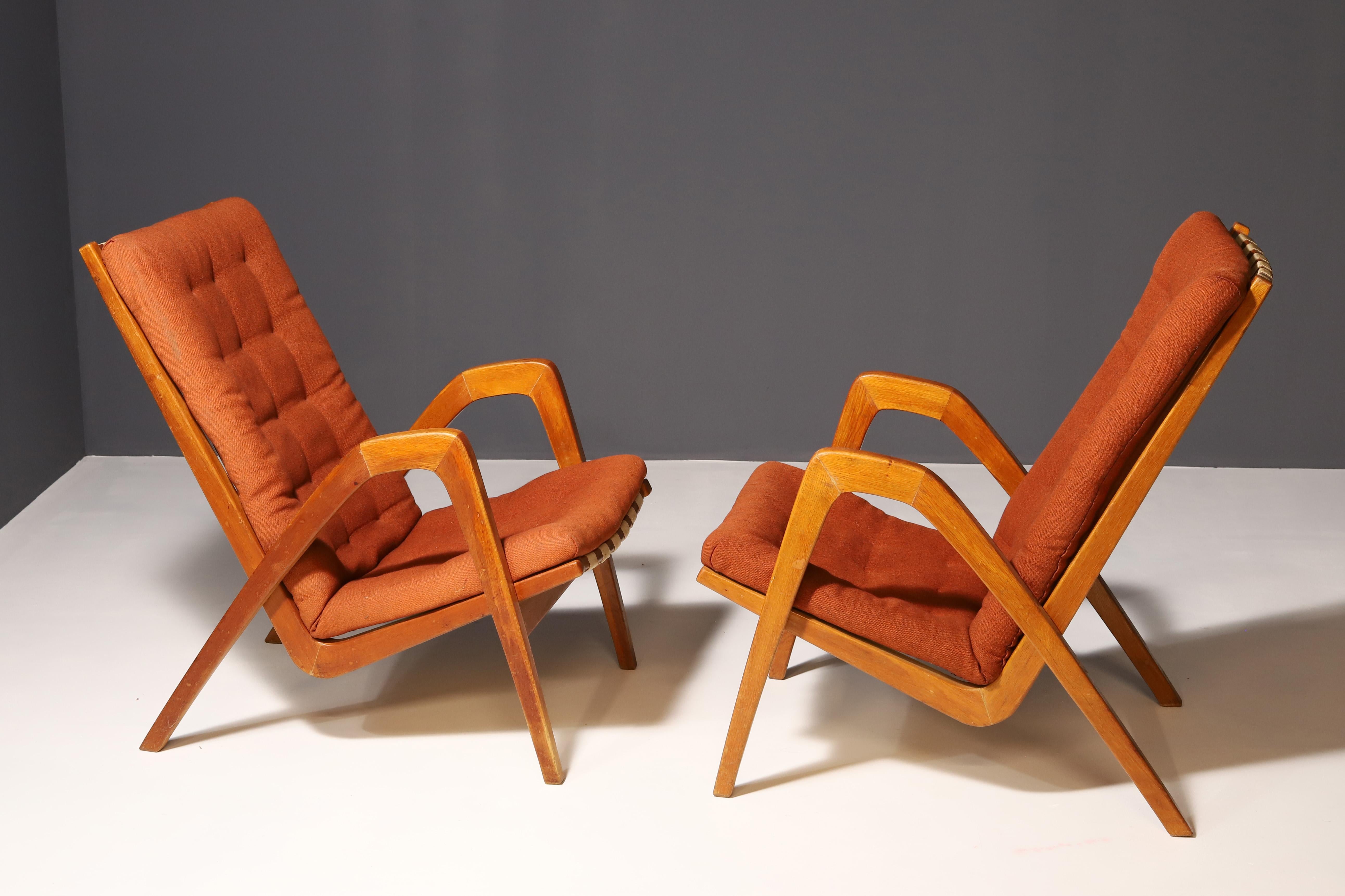 Mid-Century moderno Coppia di poltrone di Janěk Vaněk per Krásná Jizba, 1940´s, Cecoslovacchia in vendita
