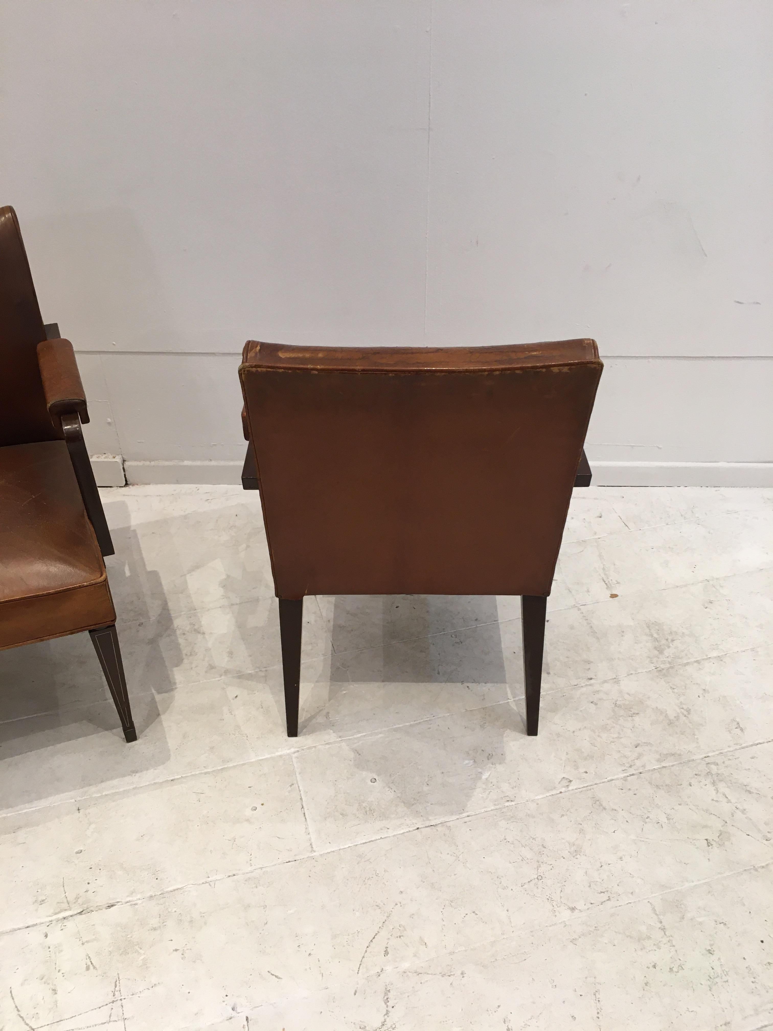 Mid-Century Modern Pair of Armchairs by Jansen For Sale