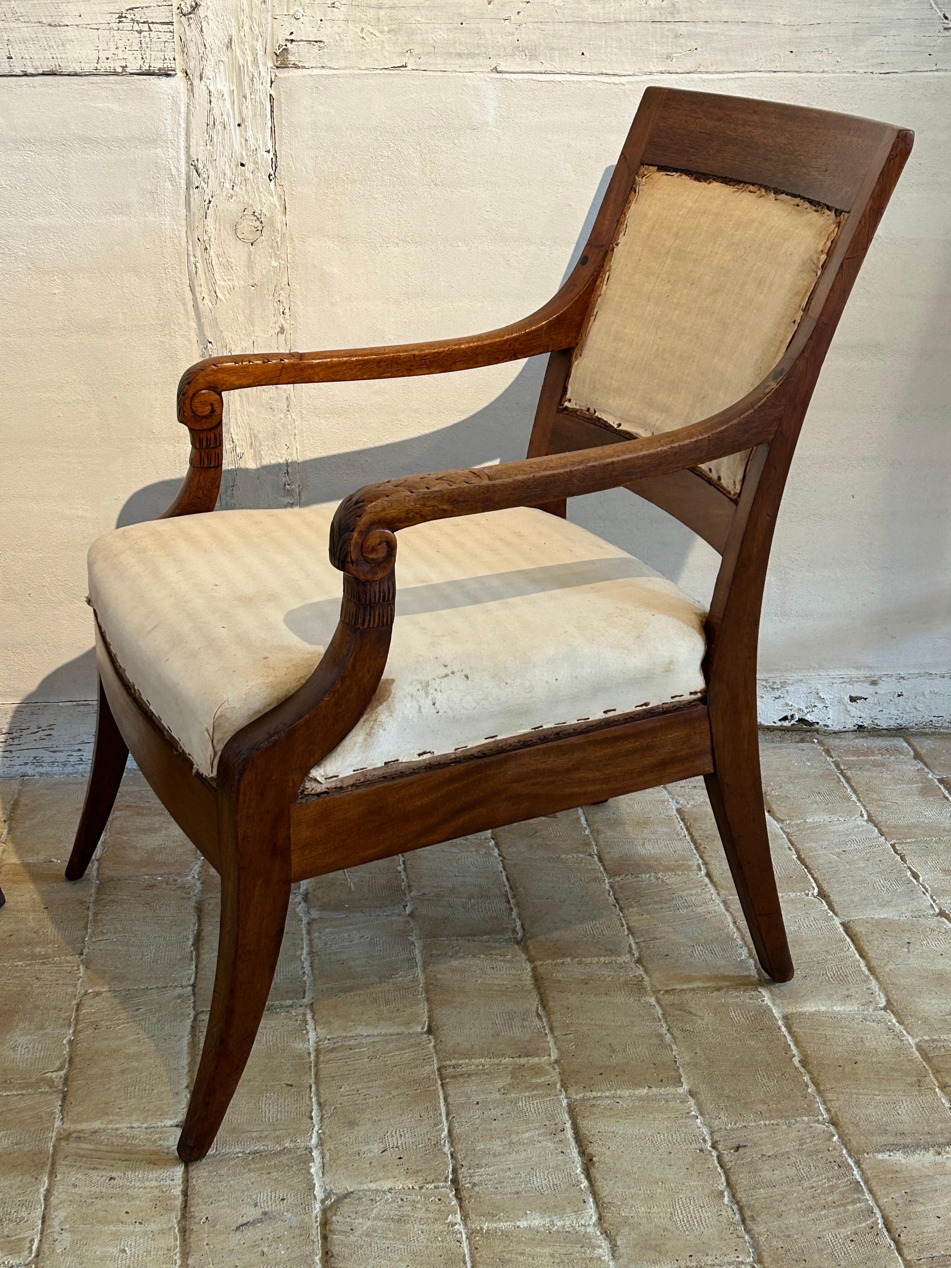 Fabric Pair of Armchairs by Jens Møller-Jensen in Mahogany, Denmark, Early 20th Century For Sale