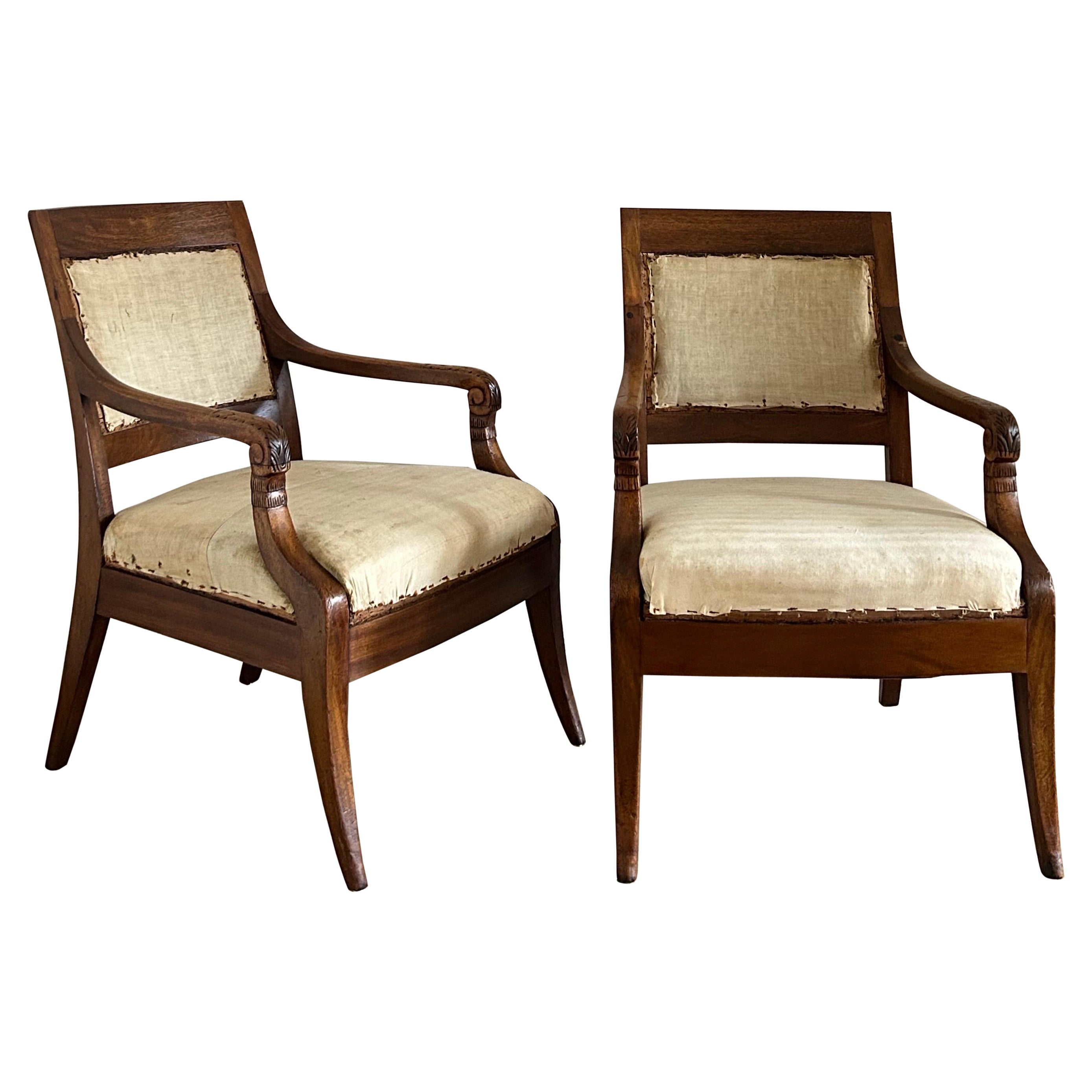Pair of Armchairs by Jens Møller-Jensen in Mahogany, Denmark, Early 20th Century For Sale
