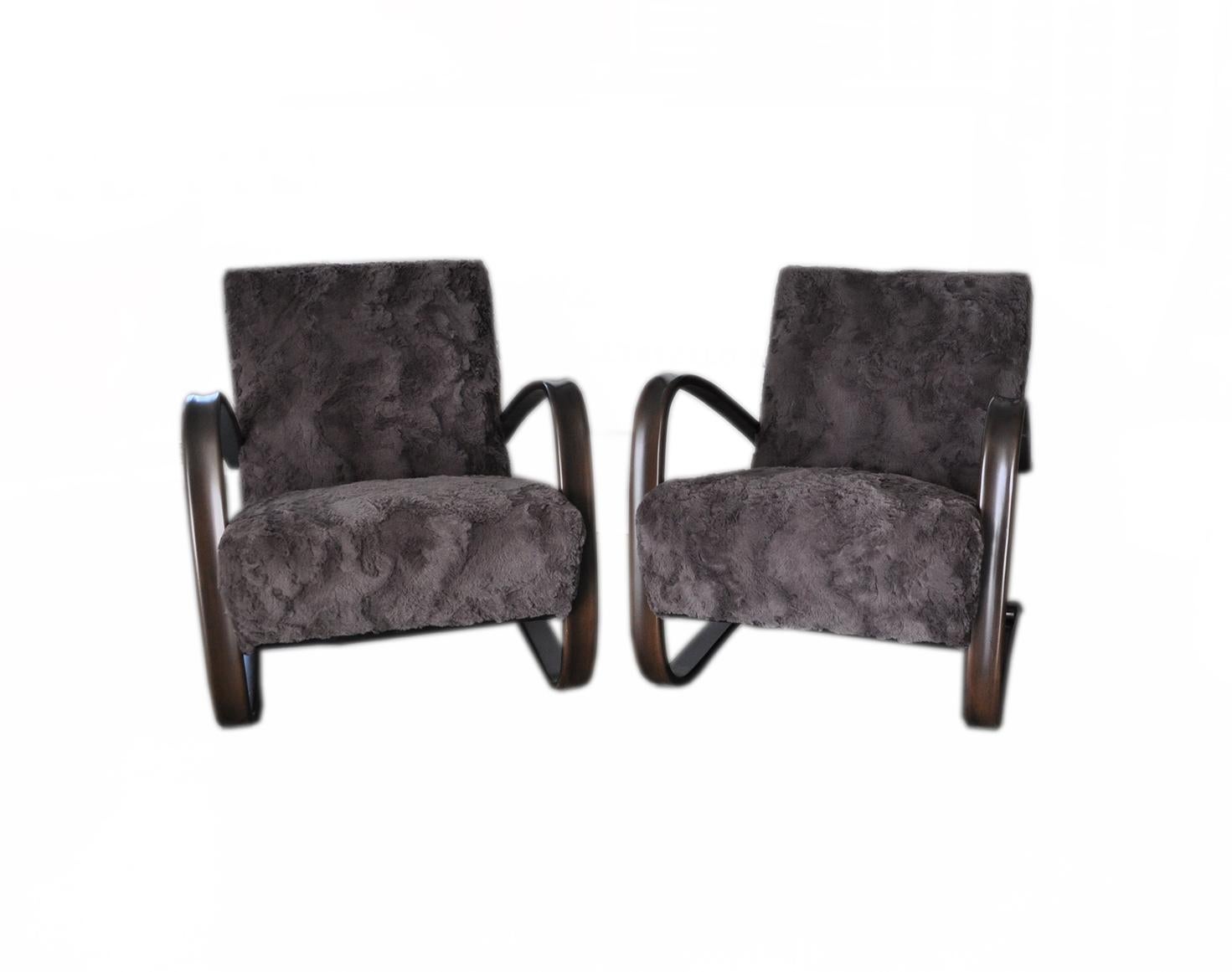 Czech Pair of Armchairs by Jindrich Halabala For Sale