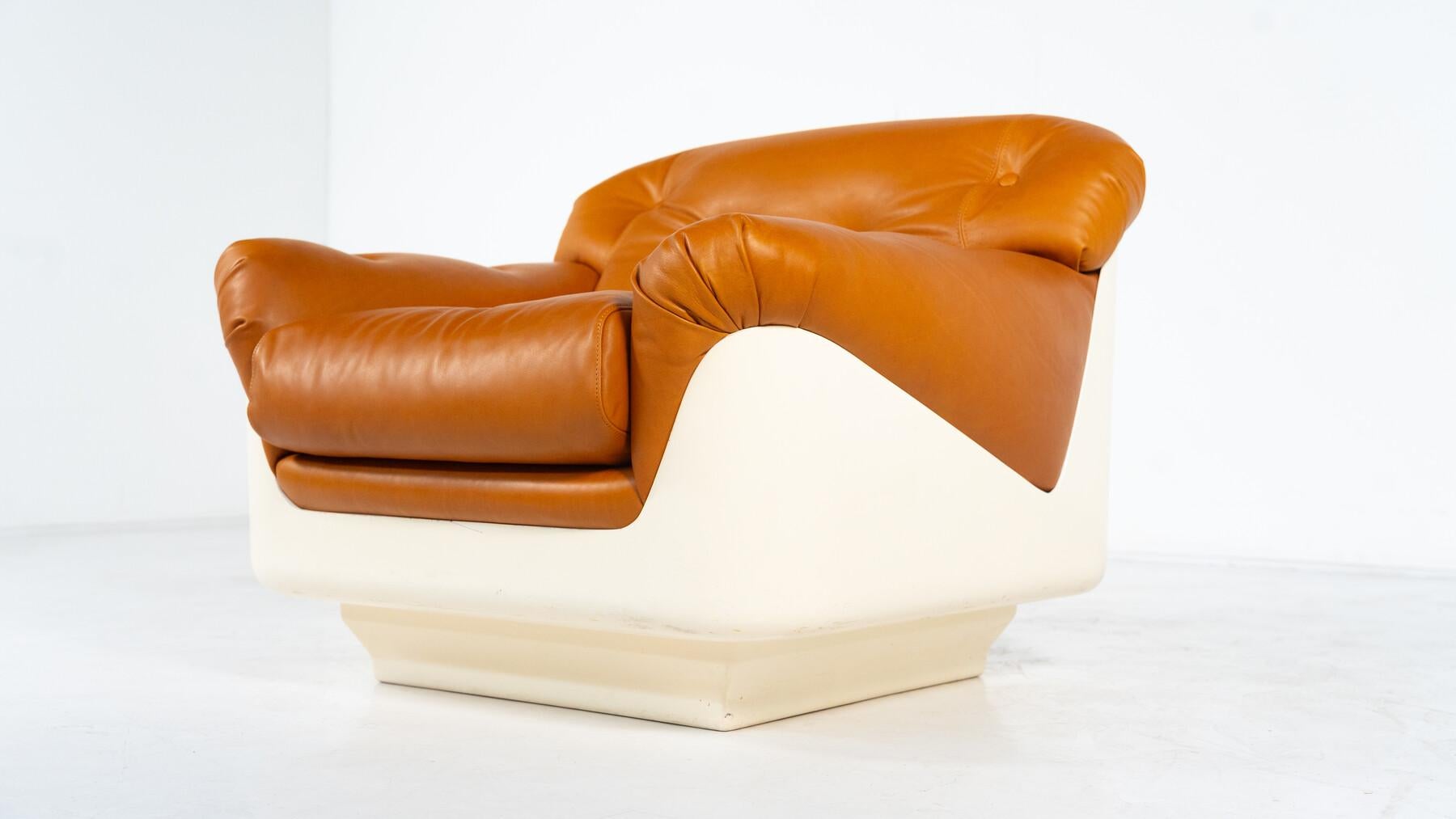 Paar Sessel von Jorge Zalszupin, Fiberglas und Leder, 2 Paare verfügbar im Angebot 5