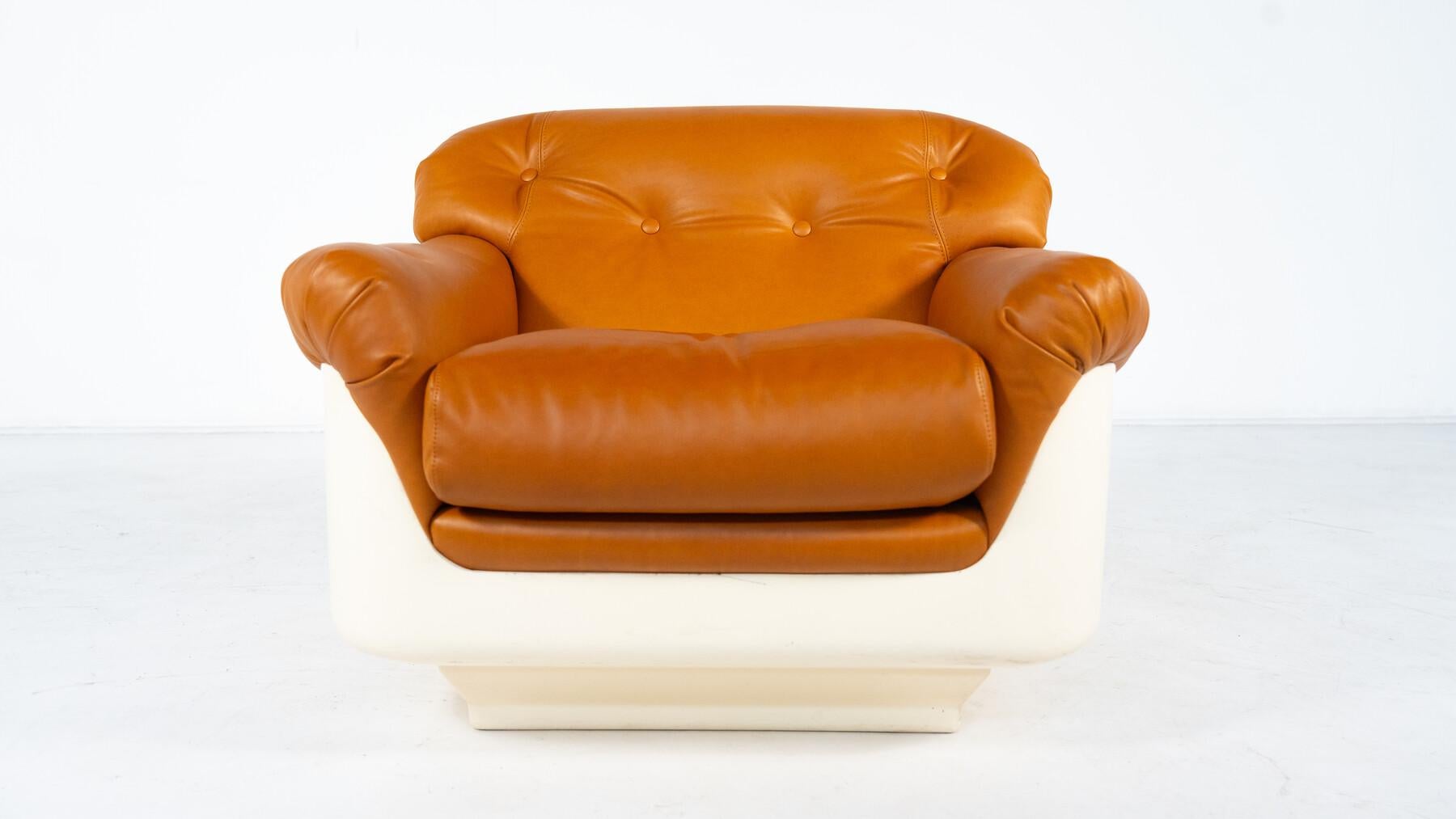 Paar Sessel von Jorge Zalszupin, Fiberglas und Leder, 2 Paare verfügbar im Angebot 6