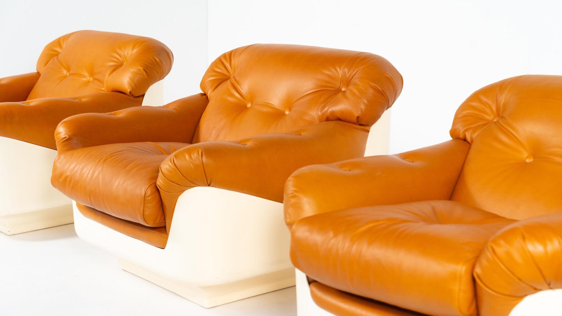 Paar Sessel von Jorge Zalszupin, Fiberglas und Leder, 2 Paare verfügbar (20. Jahrhundert) im Angebot