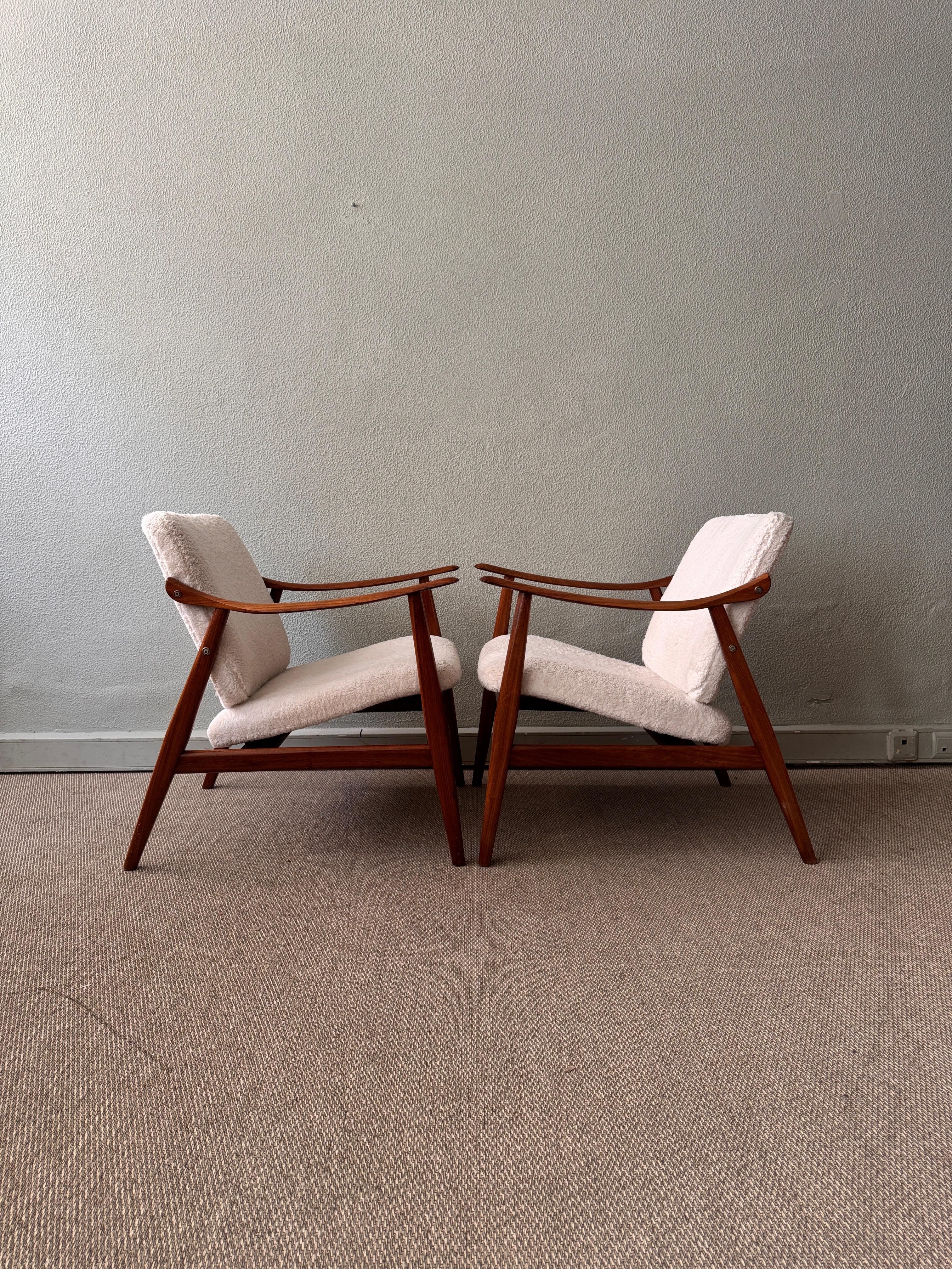 Wood Pair of Armchairs by José Cruz de Carvalho for Altamira, Portugal 1960’s