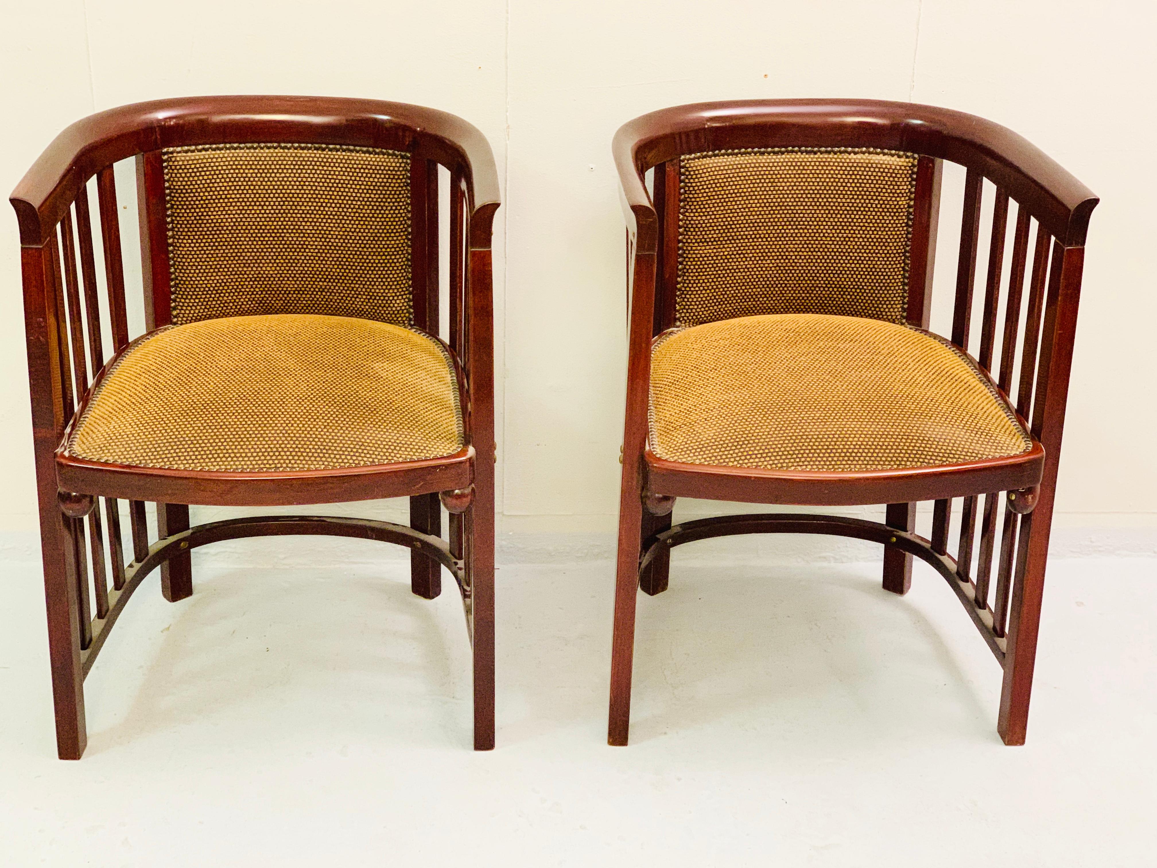 Pair of armchairs by Josef Hoffman, Austria, circa 1900s.