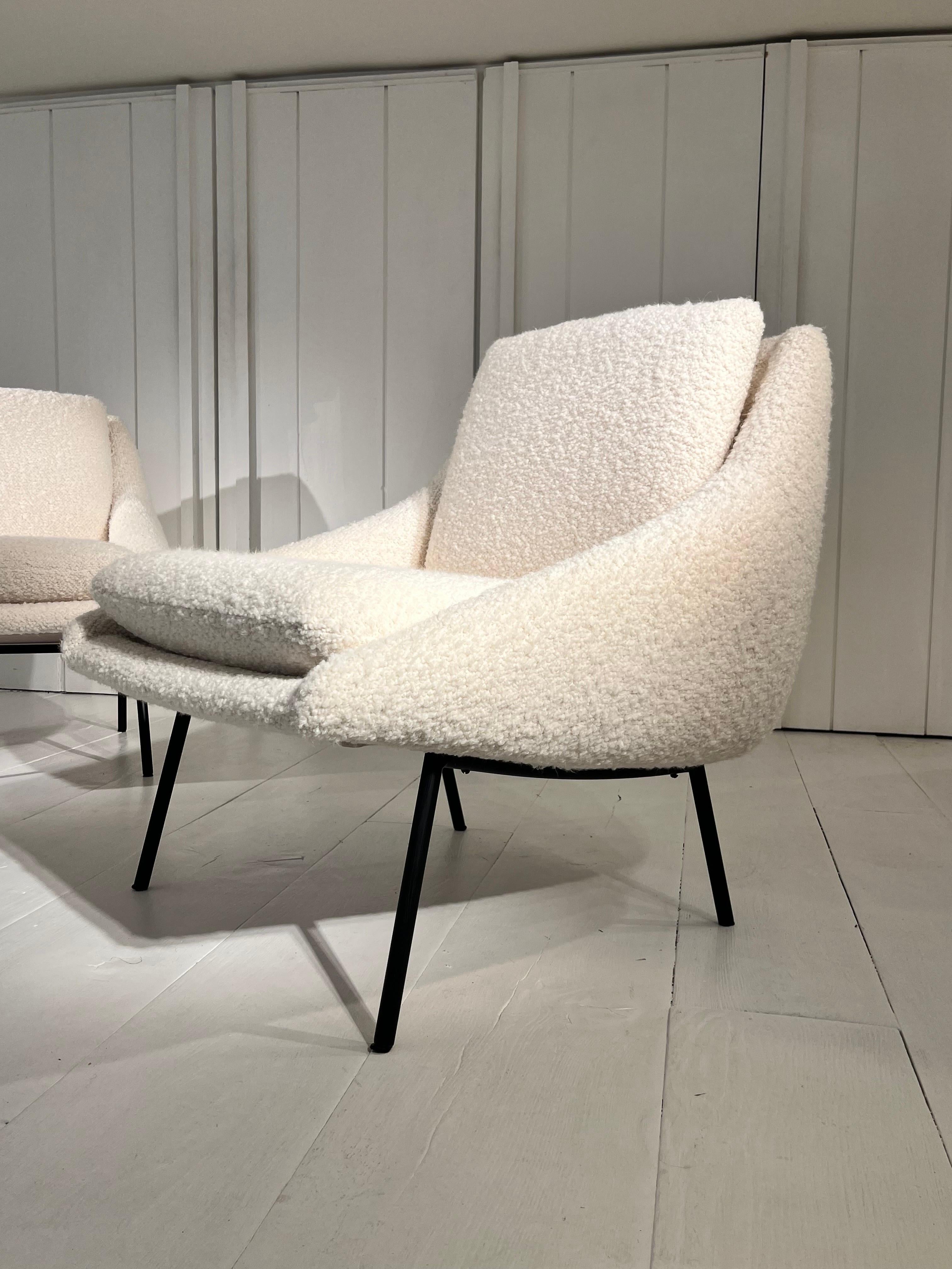 Fabric Pair Of Armchairs  by Joseph Andre Motte For Sale
