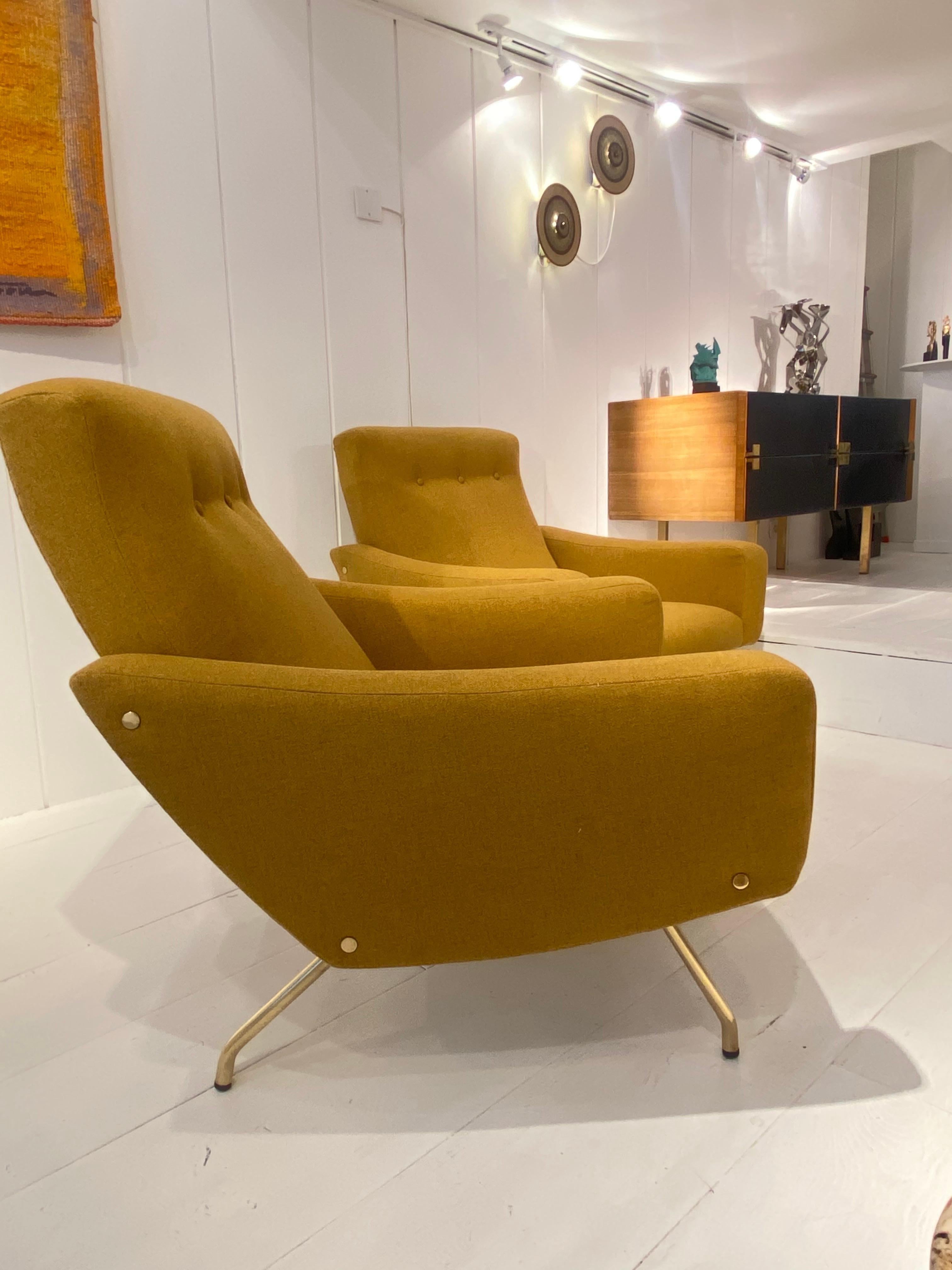 Mid-20th Century Pair of Armchairs by Joseph Andre Motte