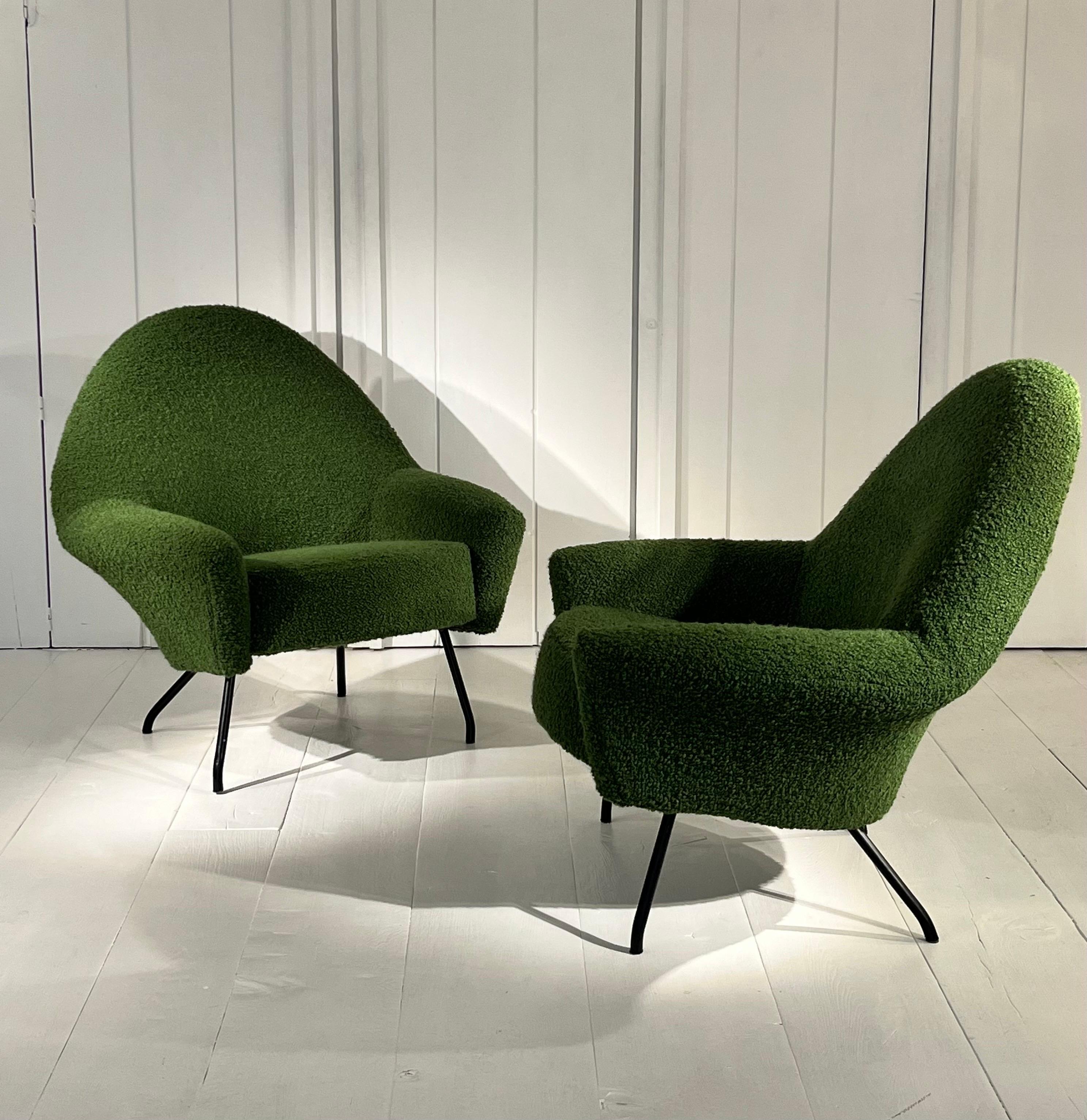 Fabric Pair Of Armchairs  by Joseph Andre Motte