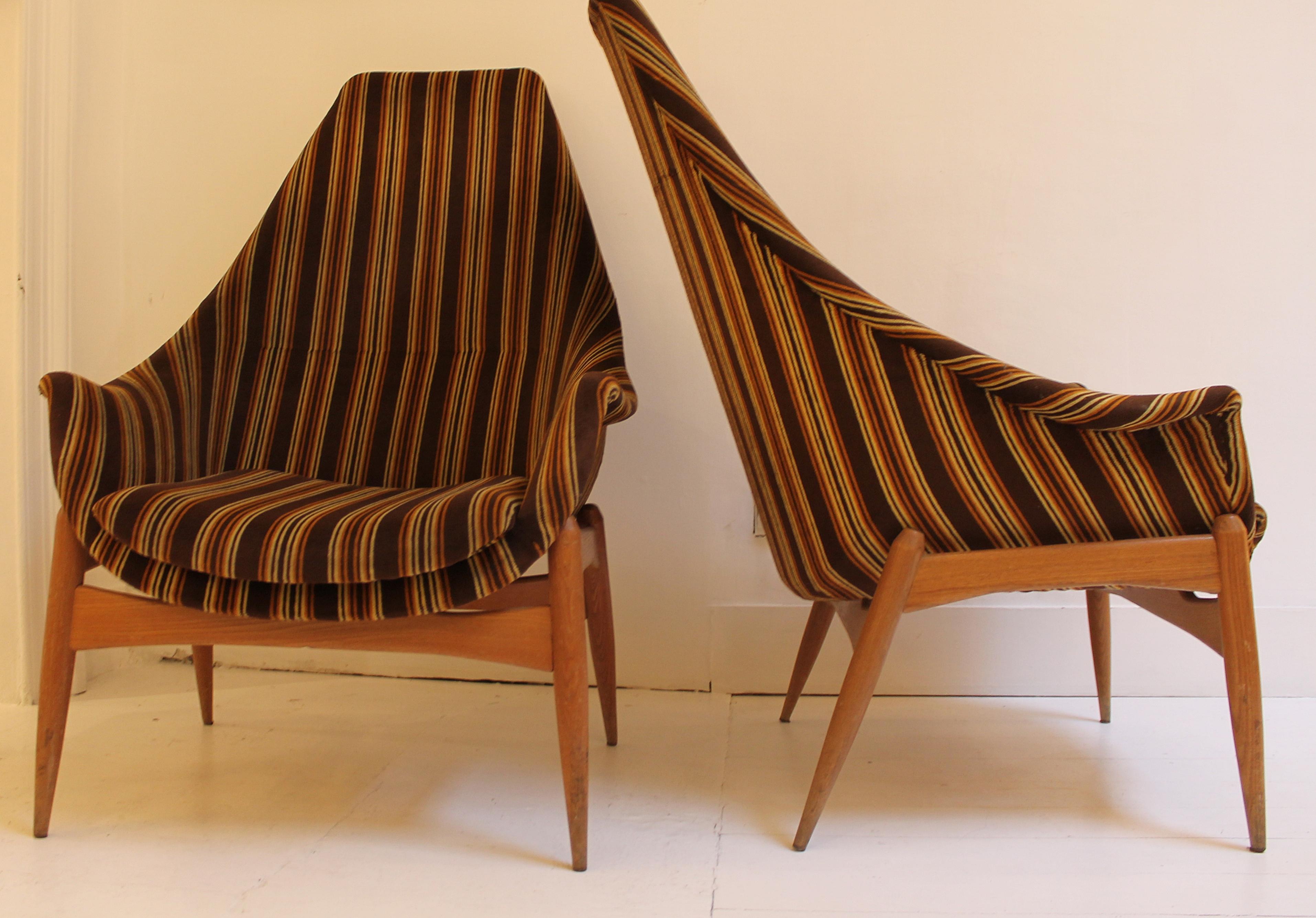 Pair of armchairs by Julia Gaubeck - original upholstery – Hungary, circa 1970.
