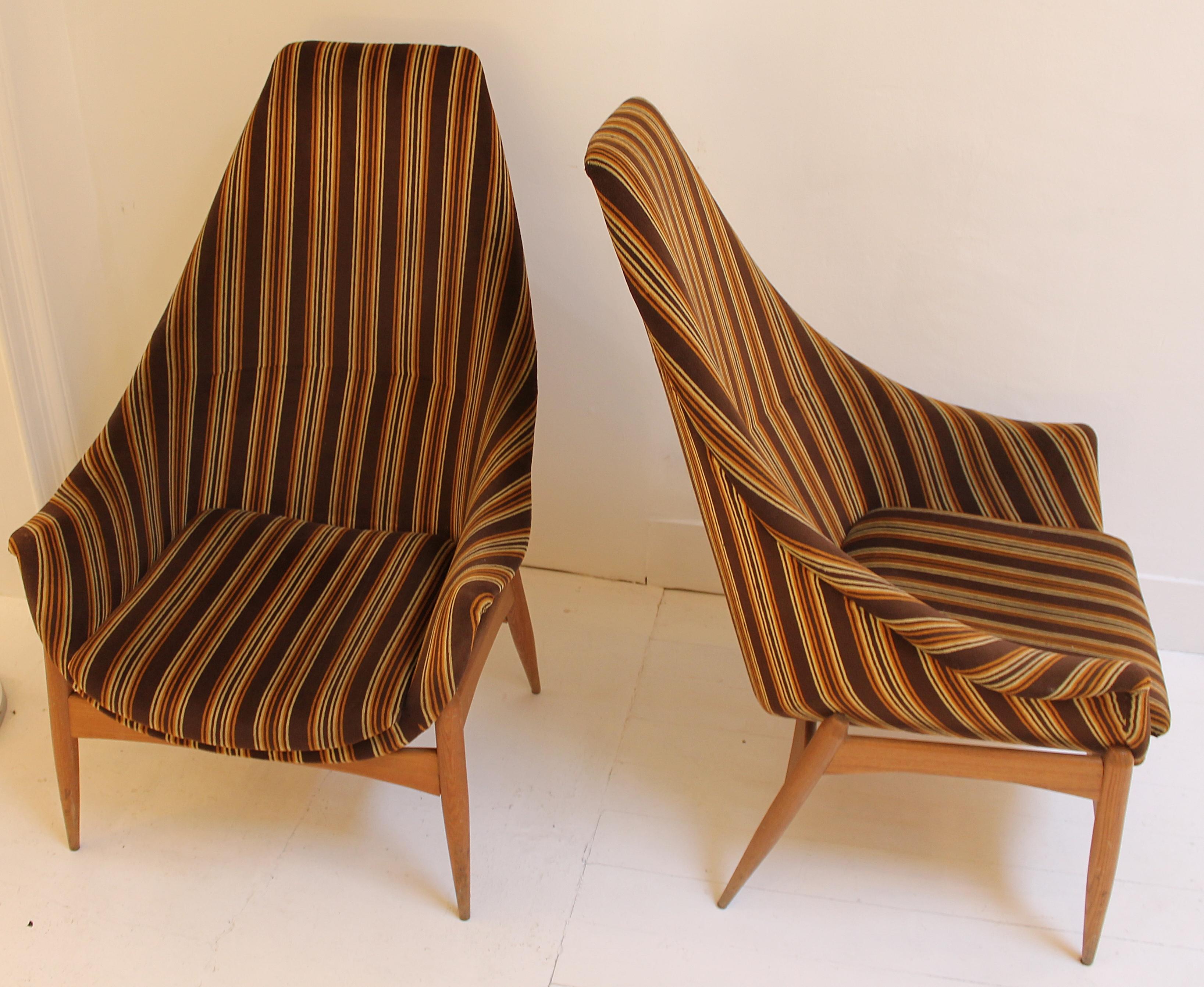 Late 20th Century Pair of Armchairs by Julia Gaubeck, Original Upholstery, Hungary, circa 1970