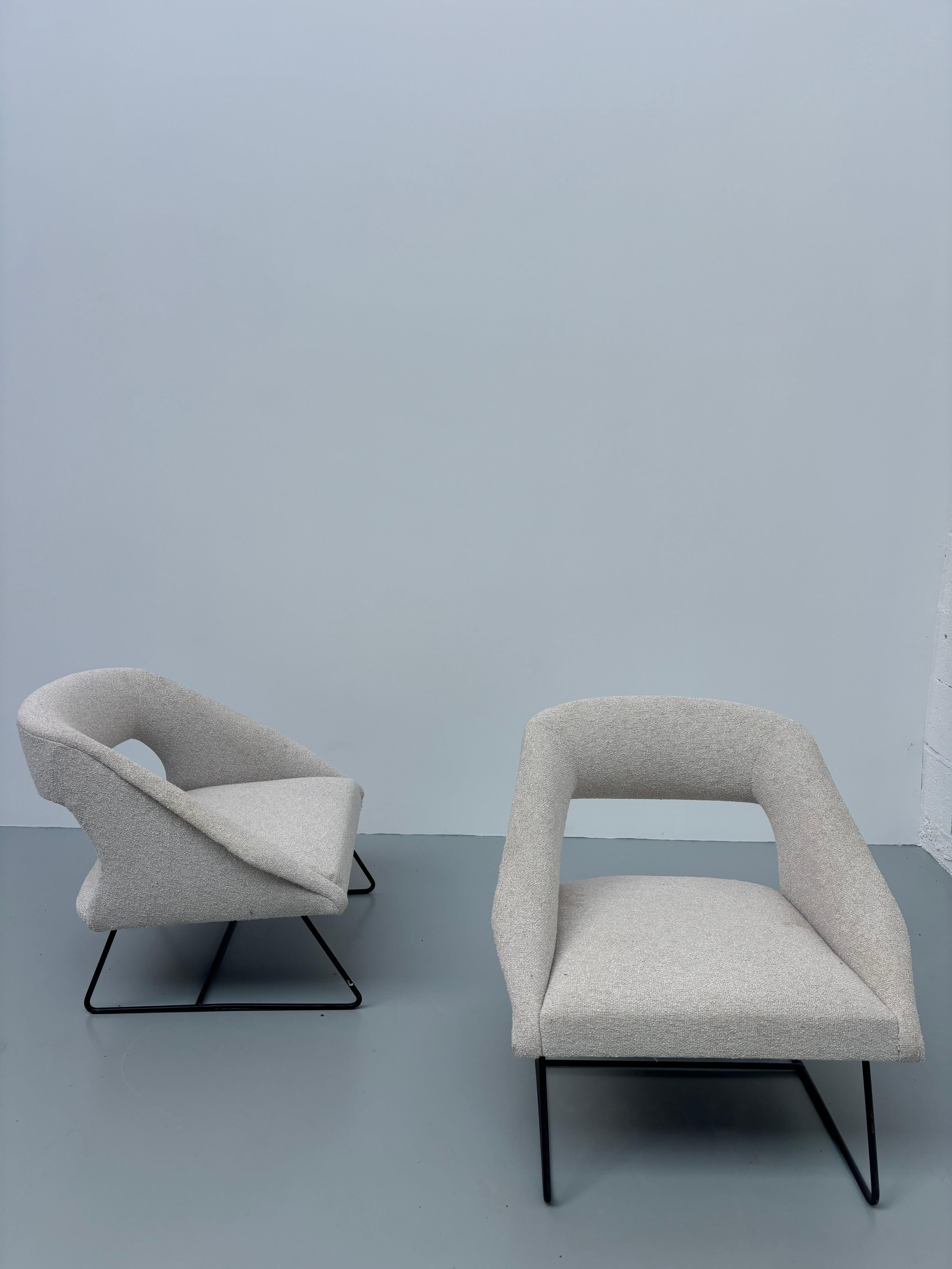 French Pair of armchairs by Louis Paolozzi For Sale