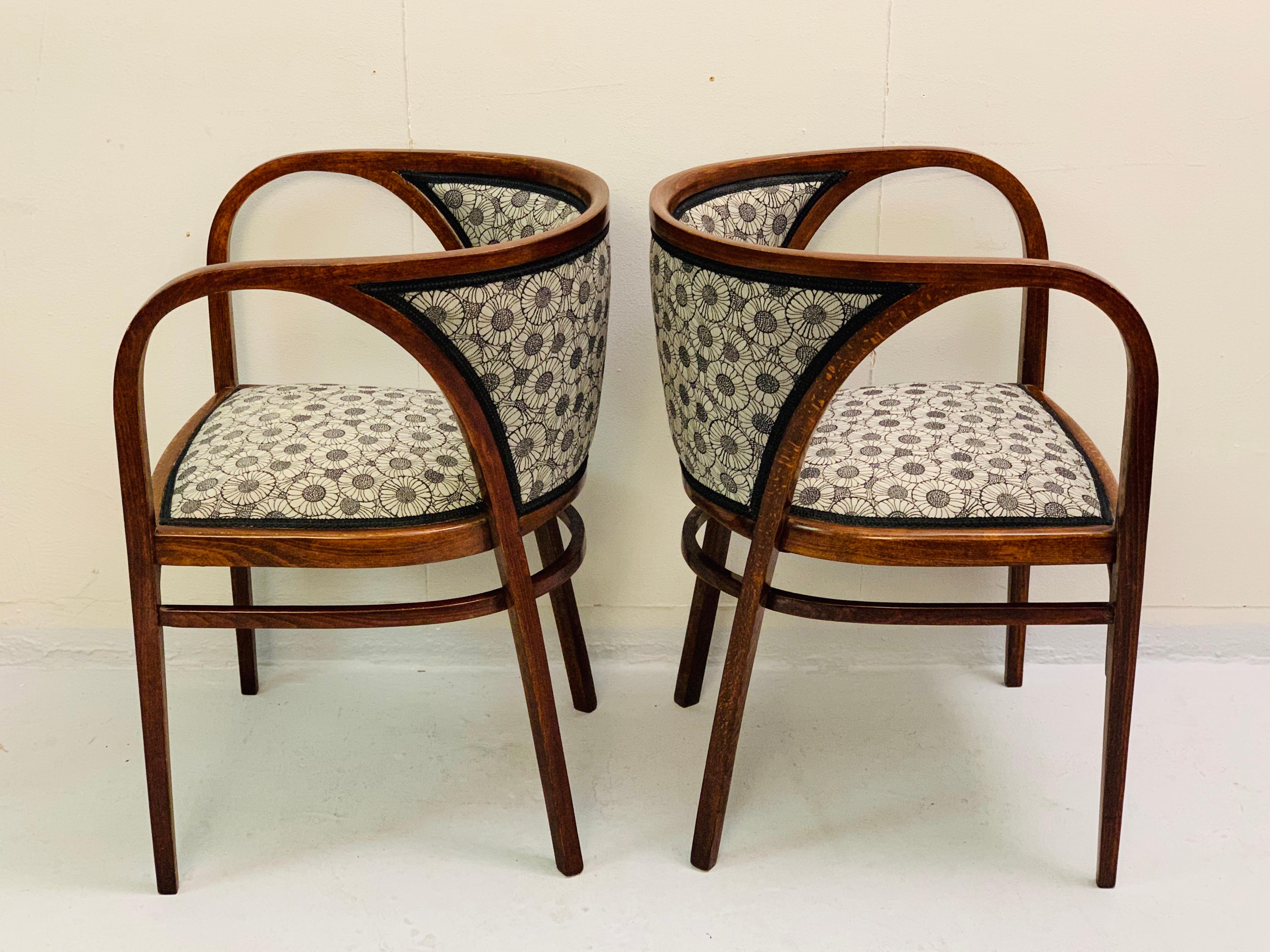 Austrian Pair of Armchairs by Marcel Kammerer, Austria, 1905 For Sale