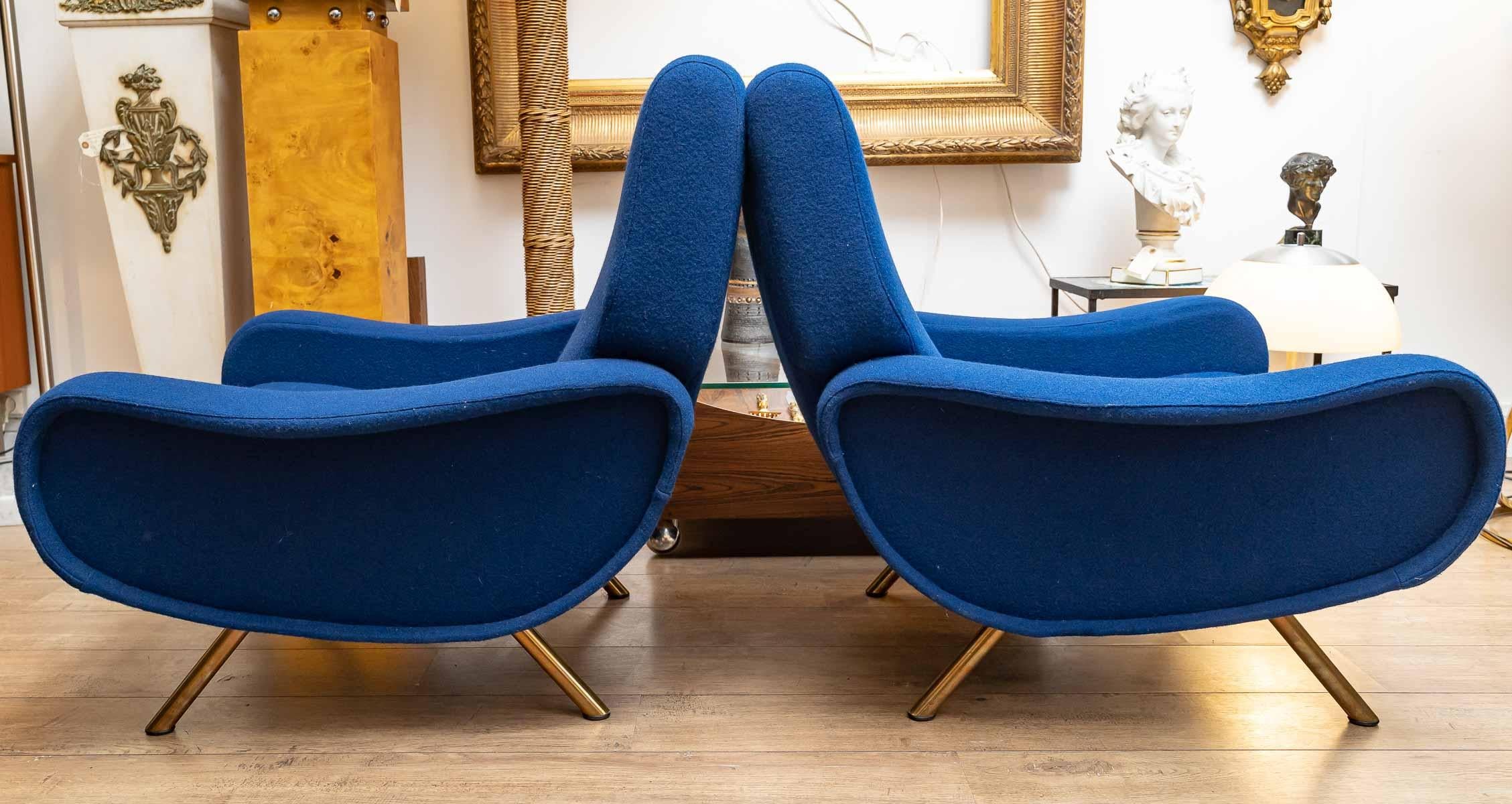 Textile Pair of Armchairs by Marco Zanuso