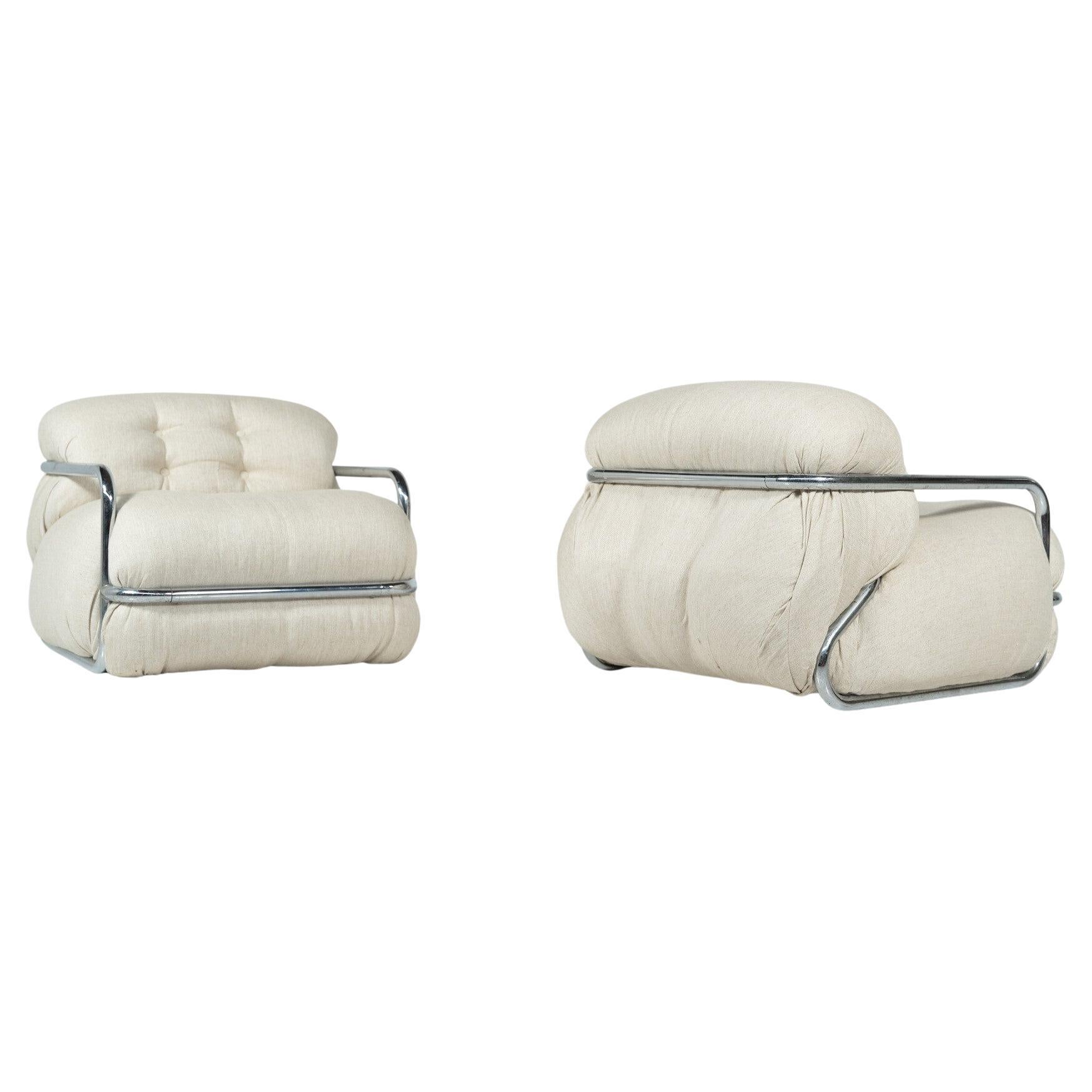 Pair of Armchairs by Mario Sabot, Italy, 1970s - New Upholstery