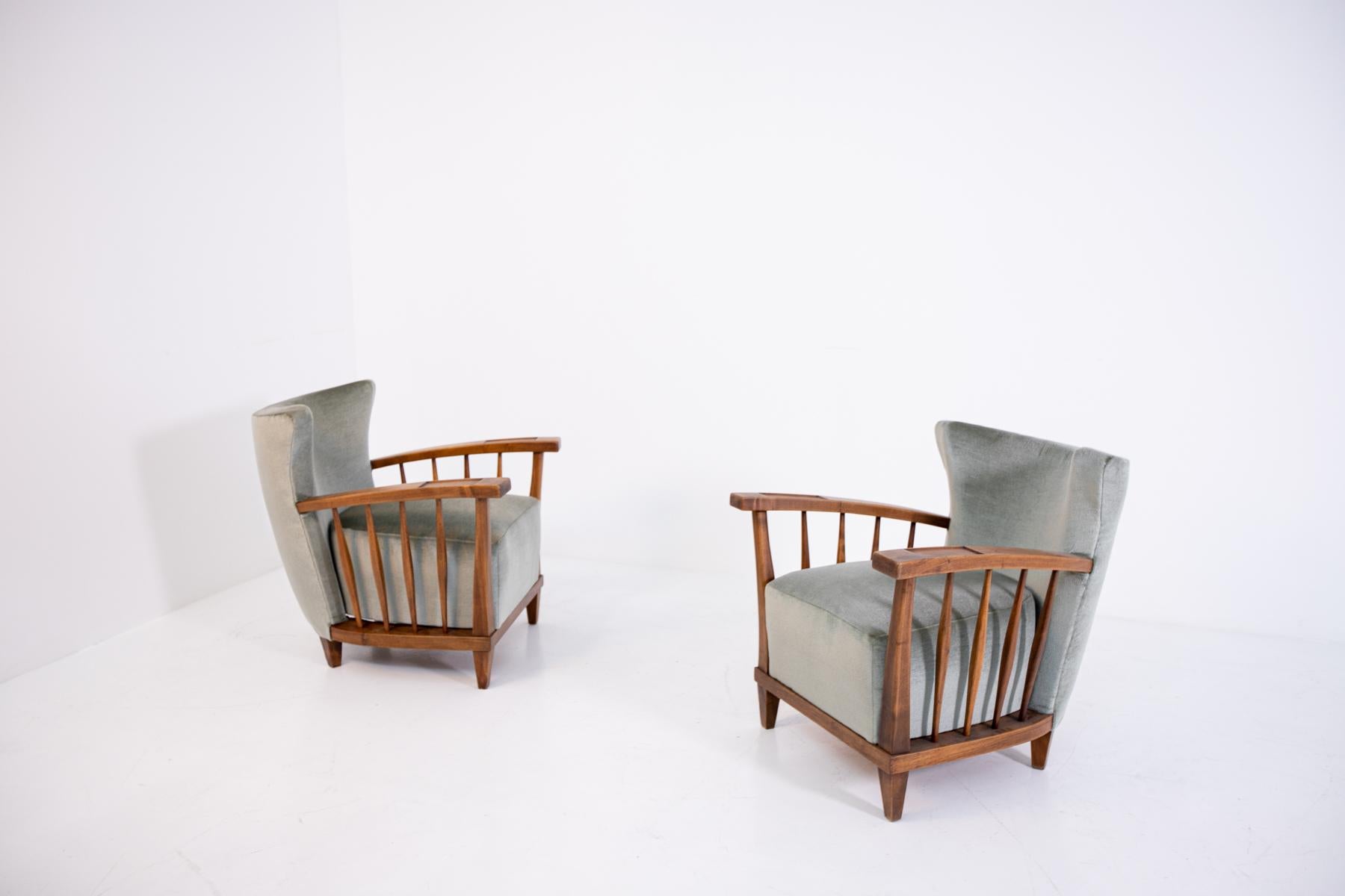 Mid-Century Modern Pair of Armchairs by Maurizio Tempestini, 1950s For Sale