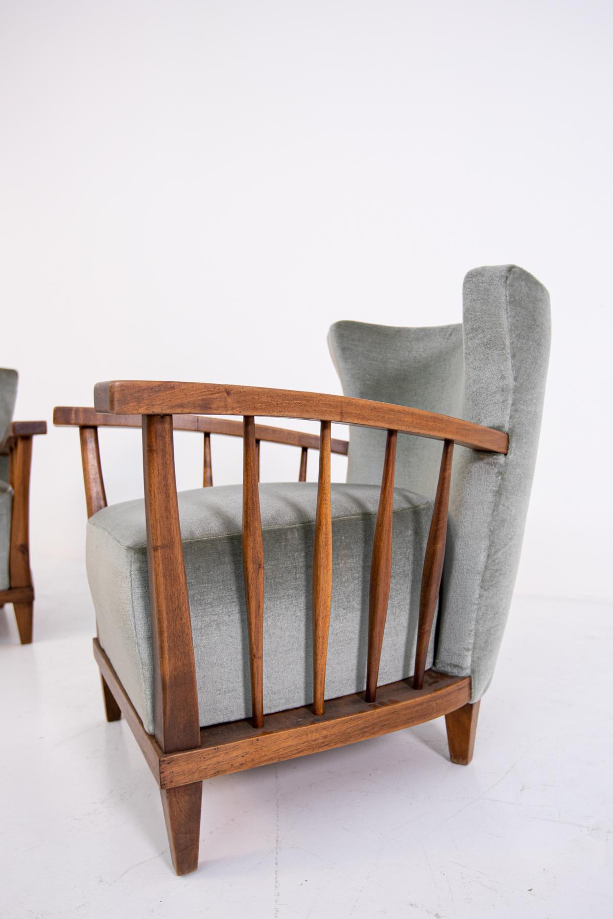 Velours Paire de fauteuils de Maurizio Tempestini, années 1950 en vente