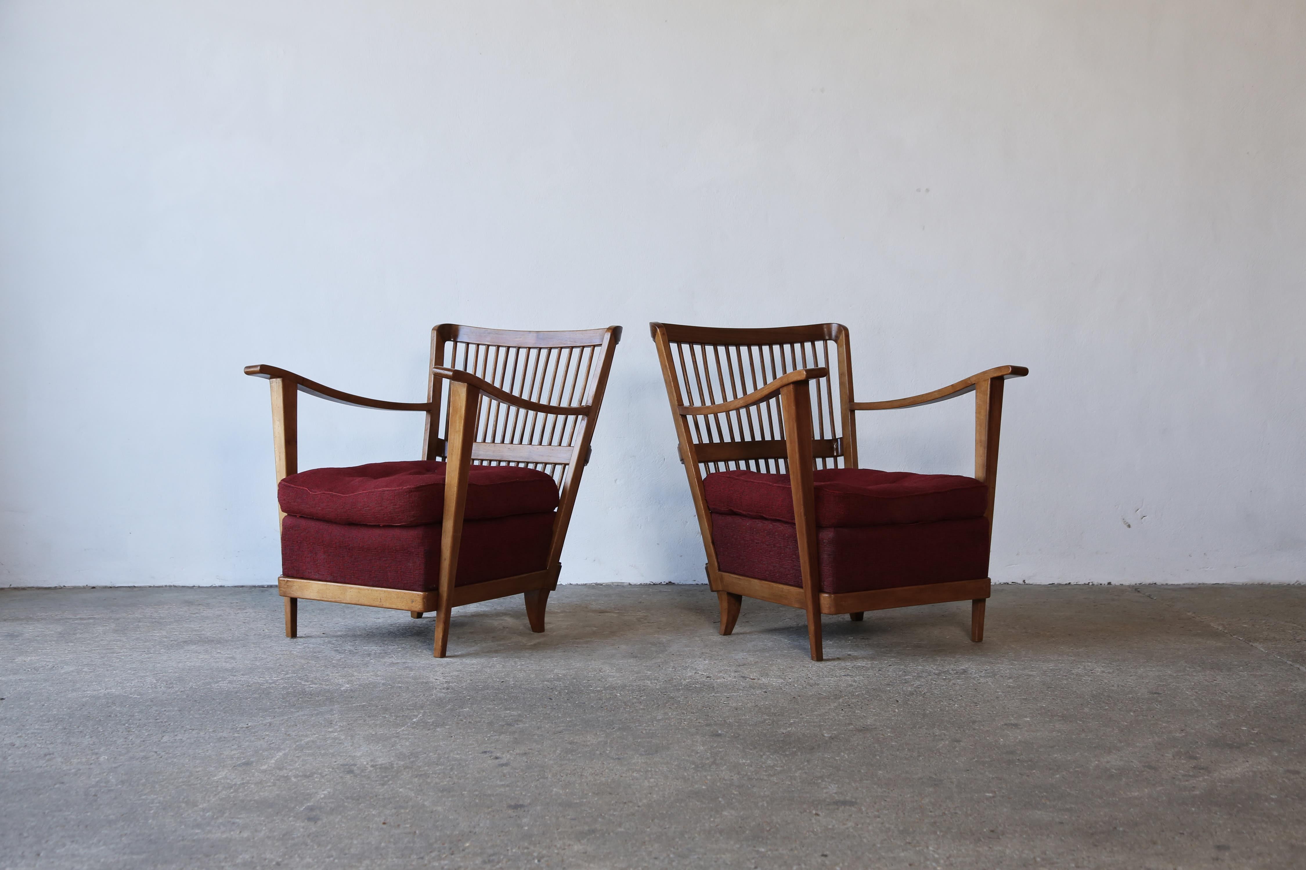 Fabric Pair of Armchairs by Maurizio Tempestini, Italy, 1950s For Sale