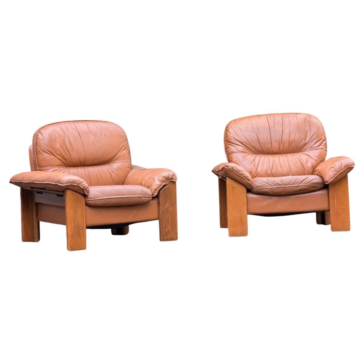 Pair of Brutalist Armchairs by Mobilgirgi, 1970s