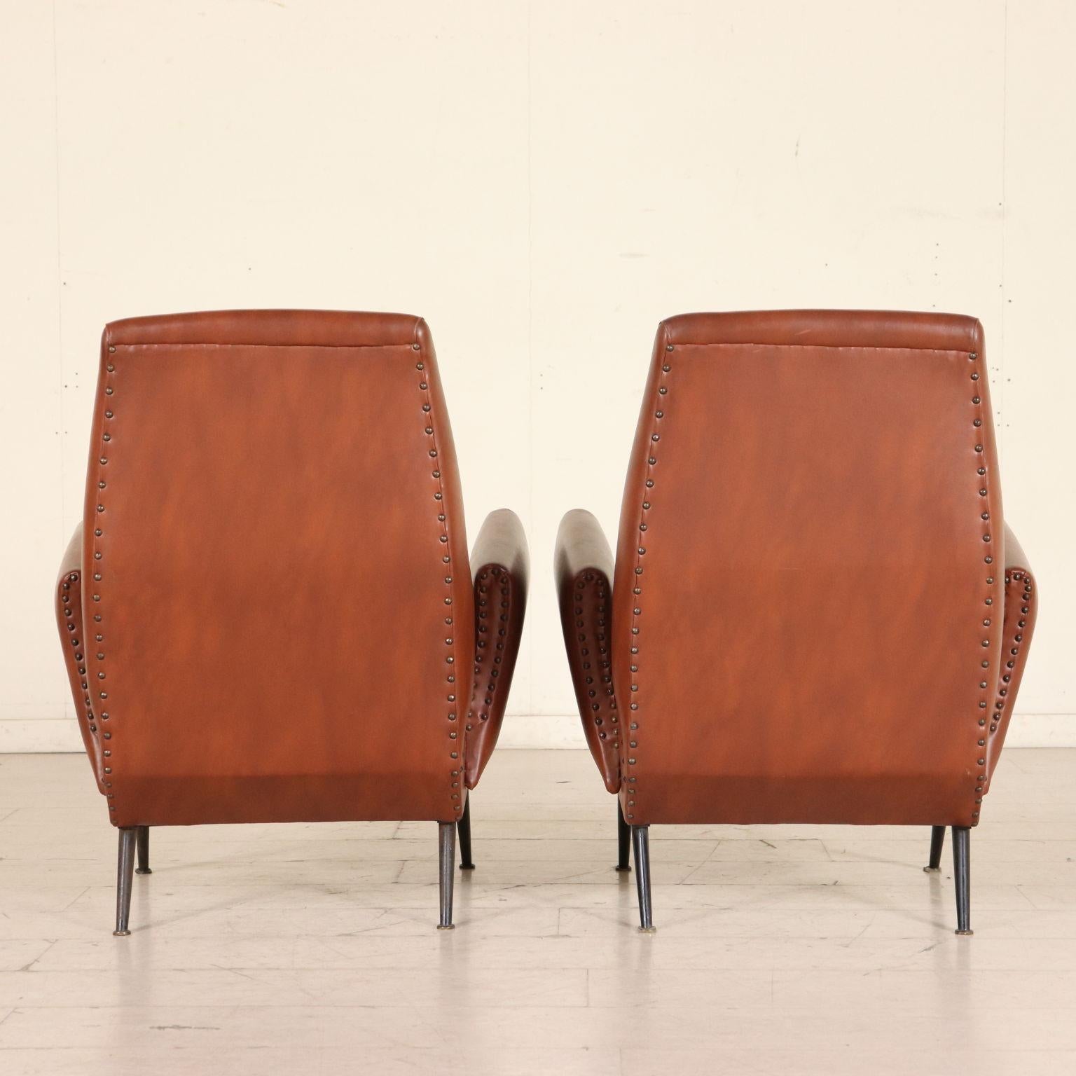 Pair of Armchairs by Nino Zoncada Leatherette Vintage Italy 1950s 4