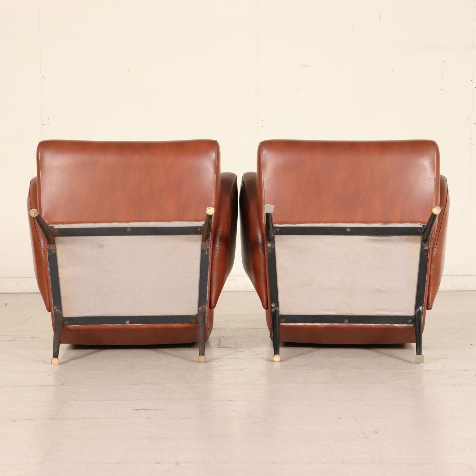 Pair of Armchairs by Nino Zoncada Leatherette Vintage Italy 1950s 2