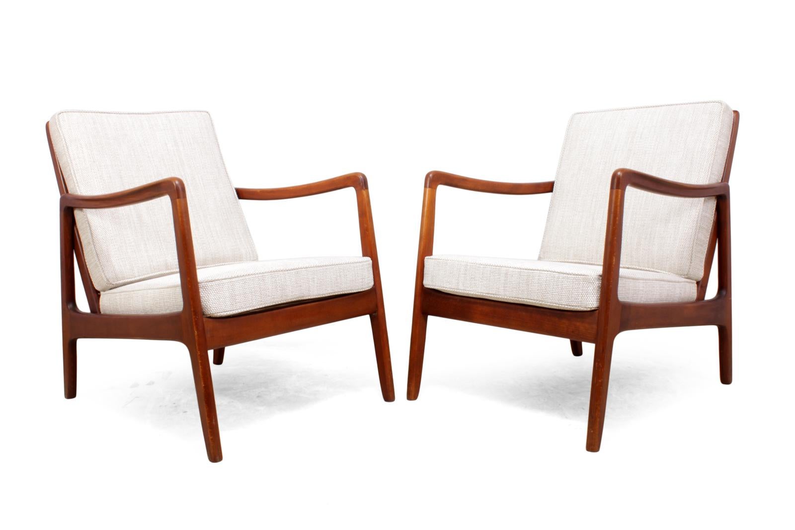 Beech Pair of Armchairs by Ole Wancher for France and Son, circa 1950