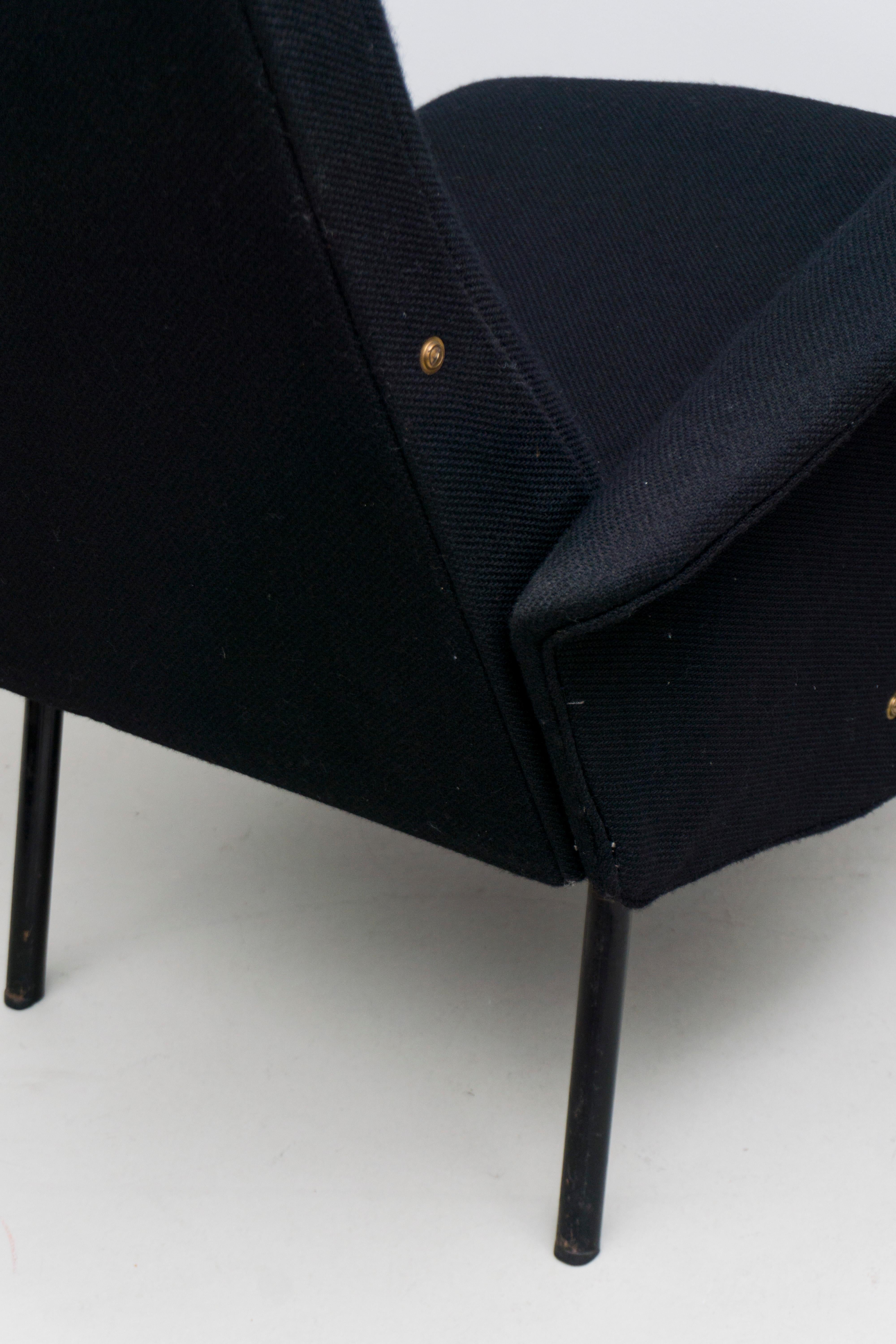 Pair of Armchairs by Osvaldo Borsani, black wool, manufactured by TECNO, 1955 2