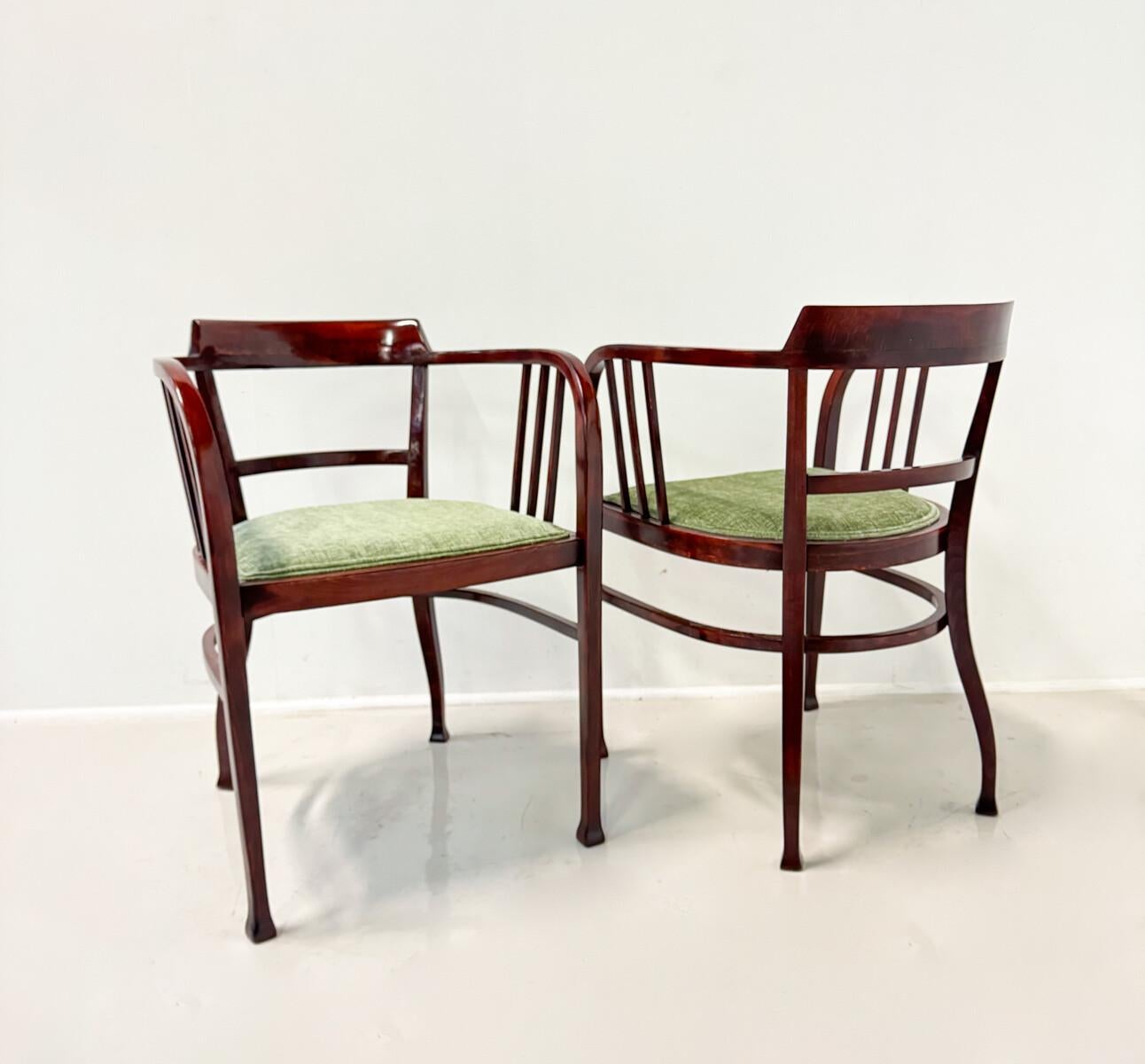 Austrian Pair of Armchairs by Otto Wagner For Thonet, Austria, 1910s For Sale