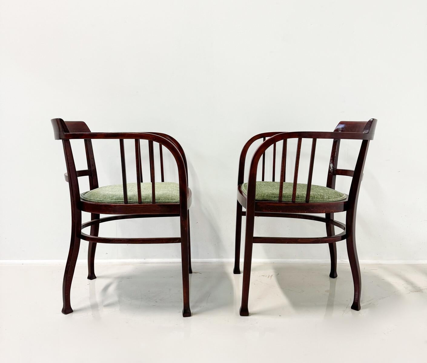 Wood Pair of Armchairs by Otto Wagner For Thonet, Austria, 1910s For Sale