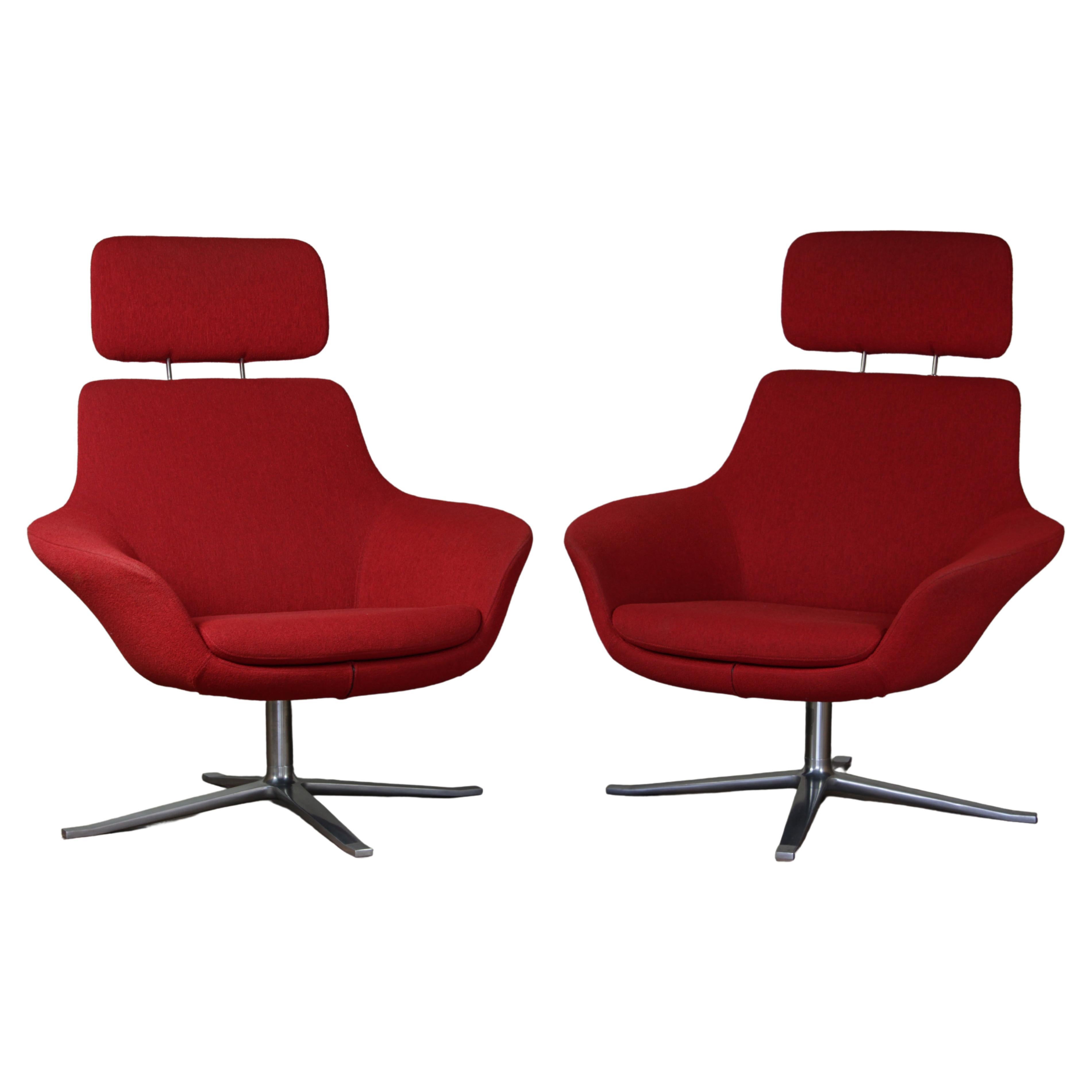 Pair of Modern Oscar Red Armchairs by Pearson Lloyd for Walter Knoll