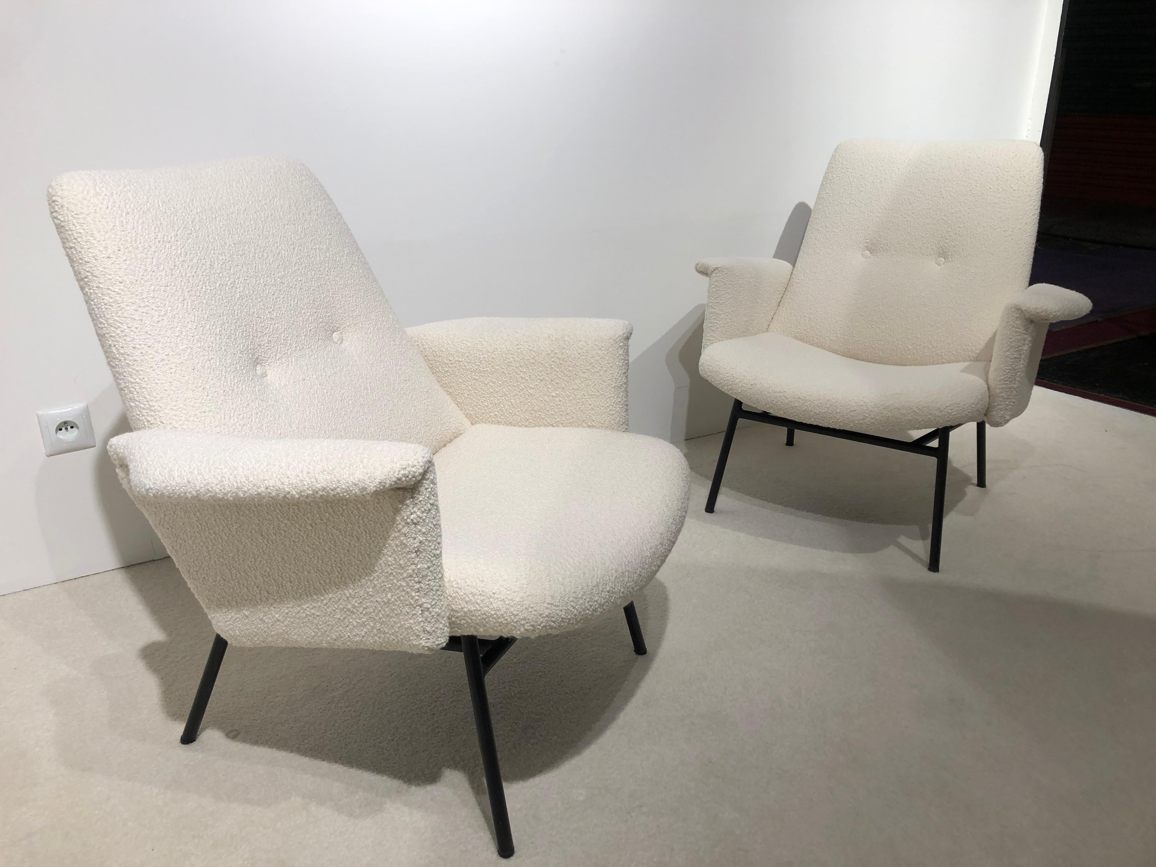 Pair of Armchairs by Pierre Guariche, 1960 For Sale 8