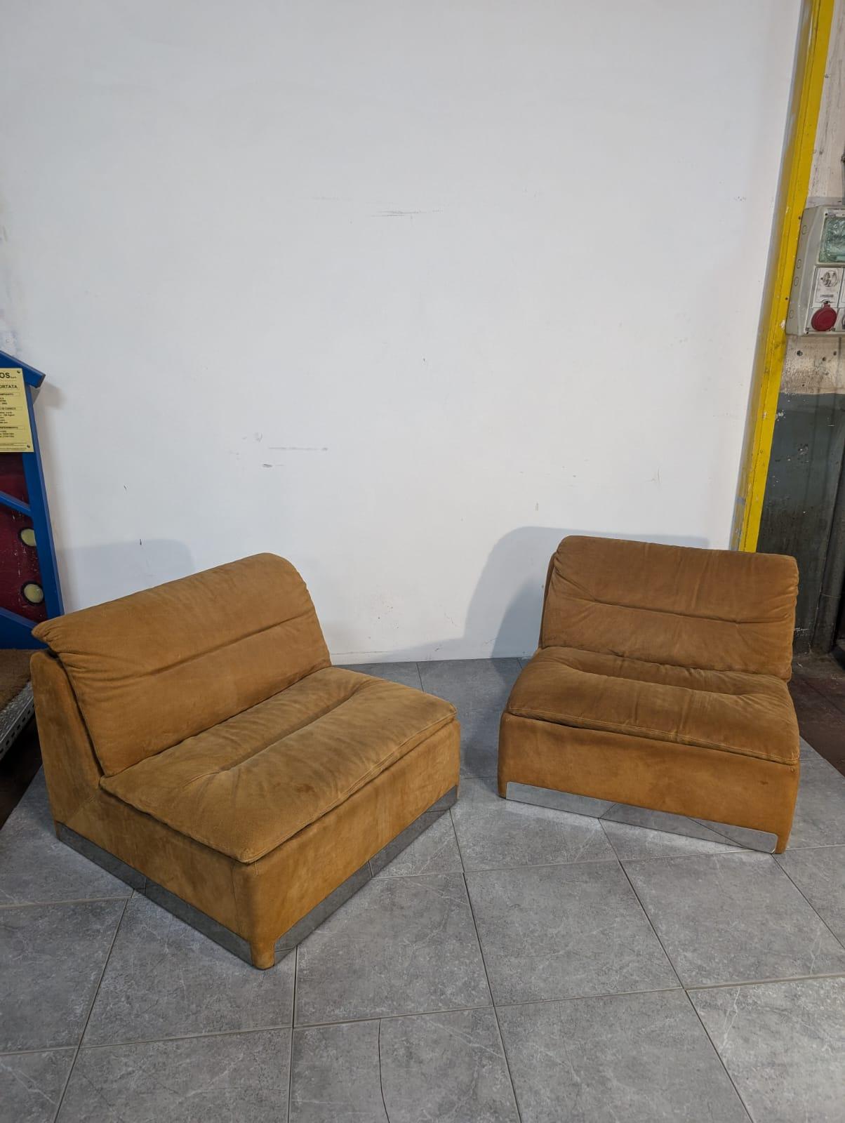 Late 20th Century Pair of Armchairs by Saporiti, 1970s For Sale