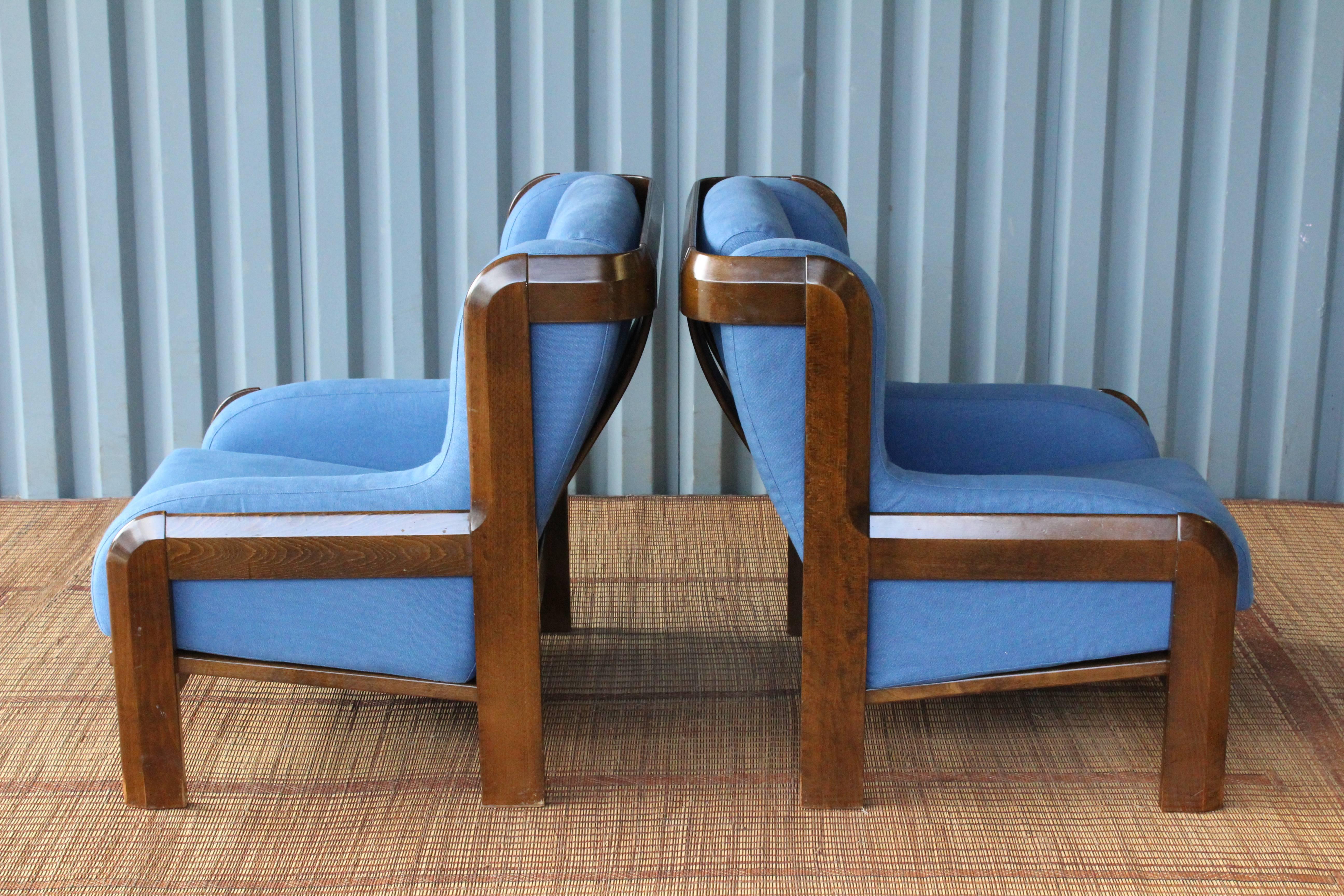 Linen Pair of Armchairs by Sillas Guilleumas, Spain, 1970s