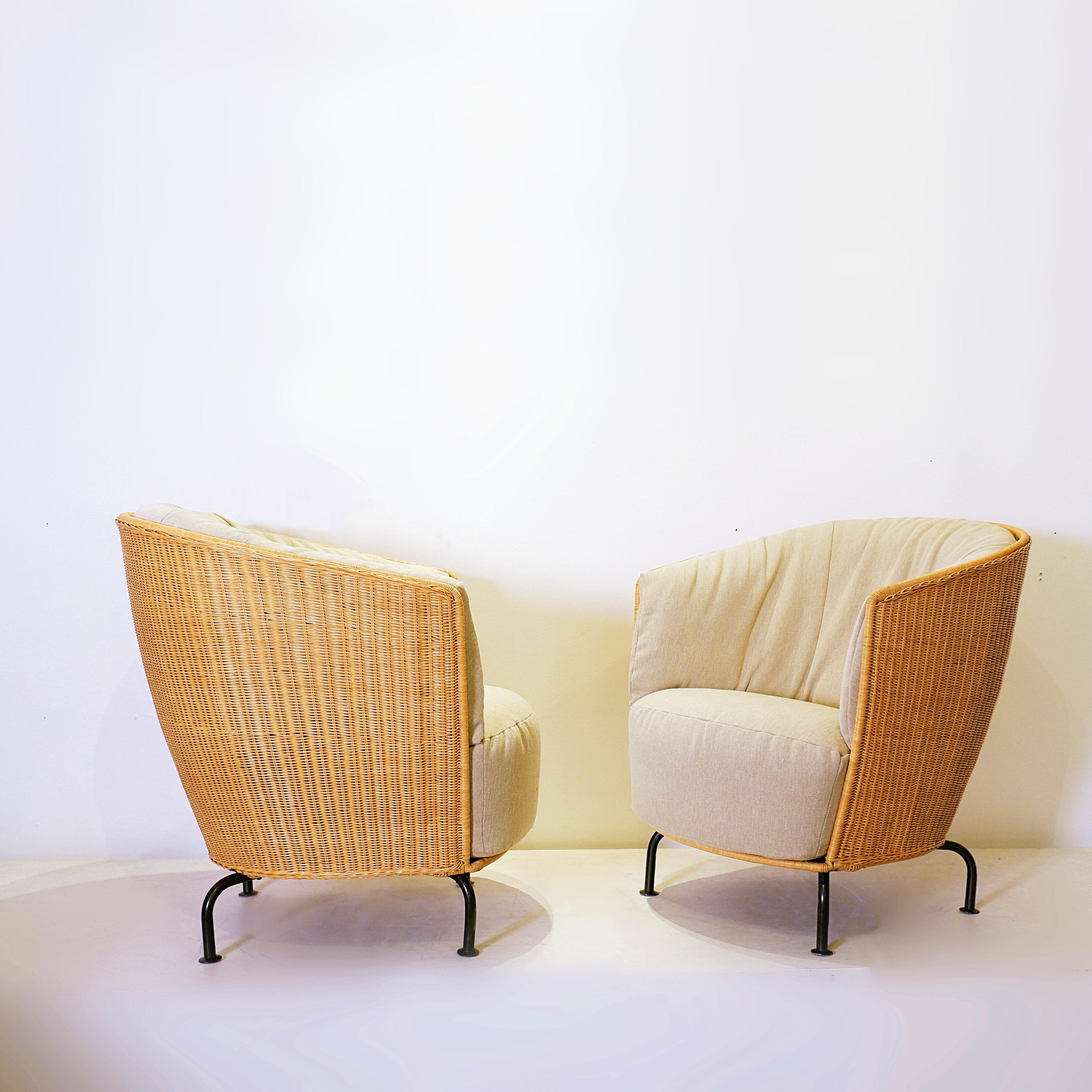 Pair of armchairs by Thibault Desombre for Cinna For Sale 9