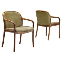 Pair of Armchairs by Ton with Soft Green Upholstery