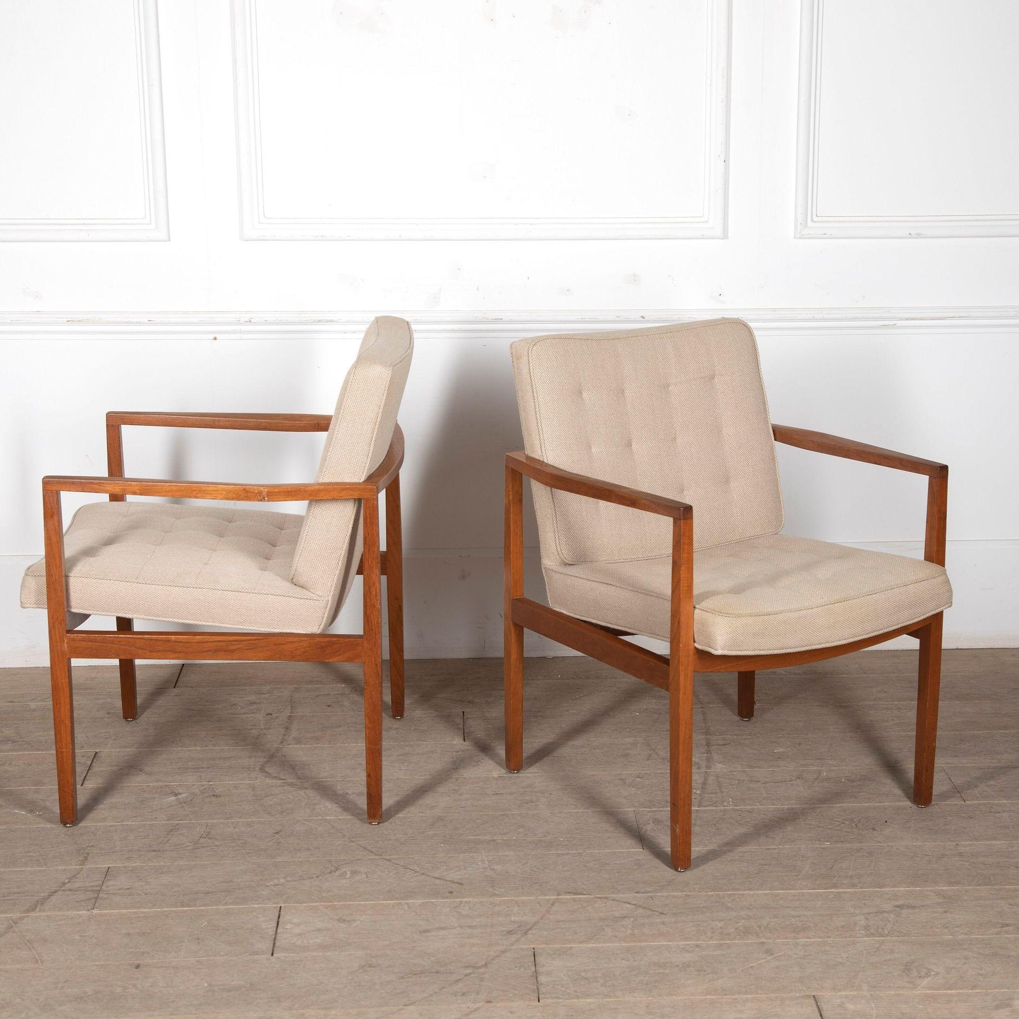 Pair of 20th Century Knoll International oak framed armchairs designed by Vincent Cafiero.
Circa 1950.
