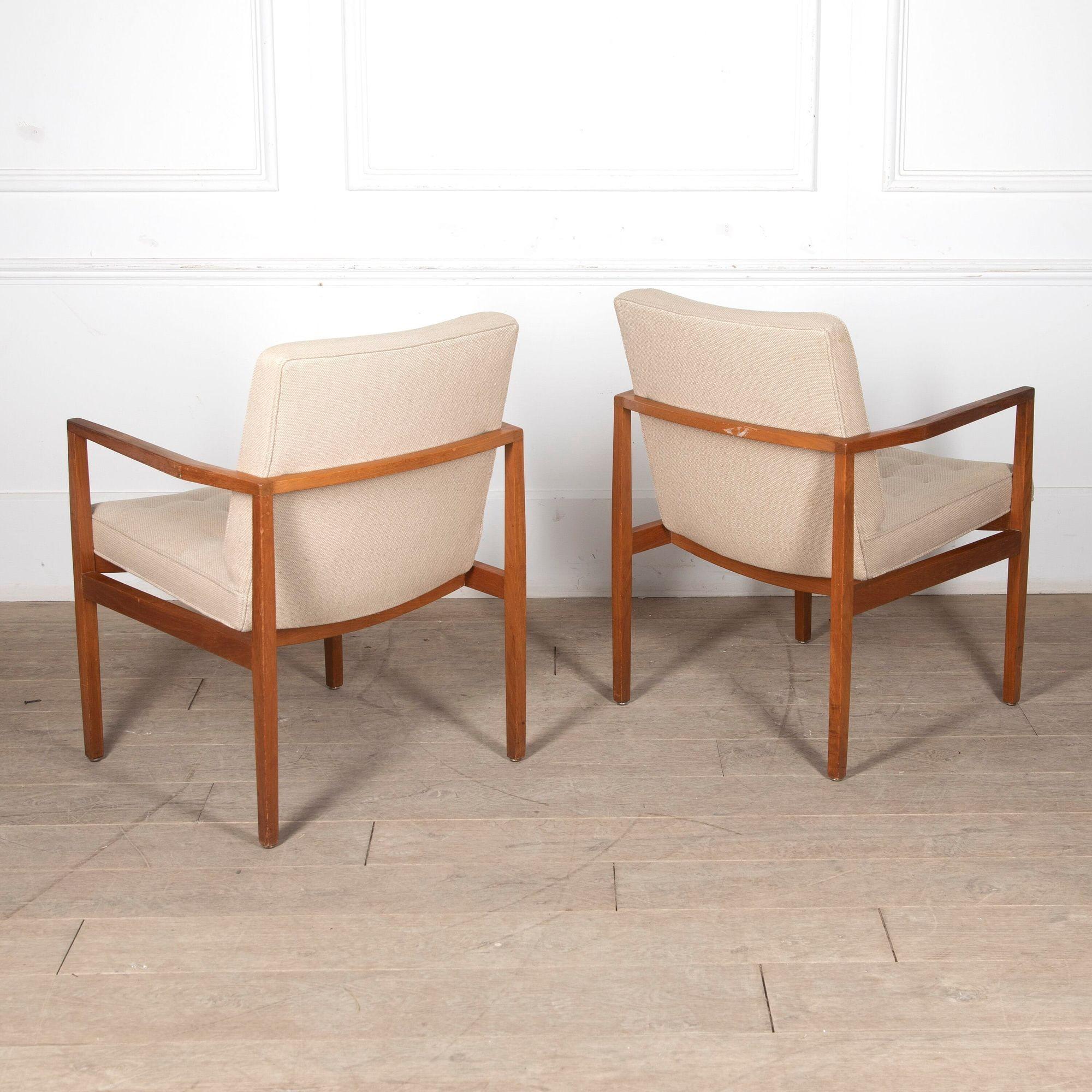 Oak Pair of Armchairs by Vincent Cafiero for Knoll International For Sale