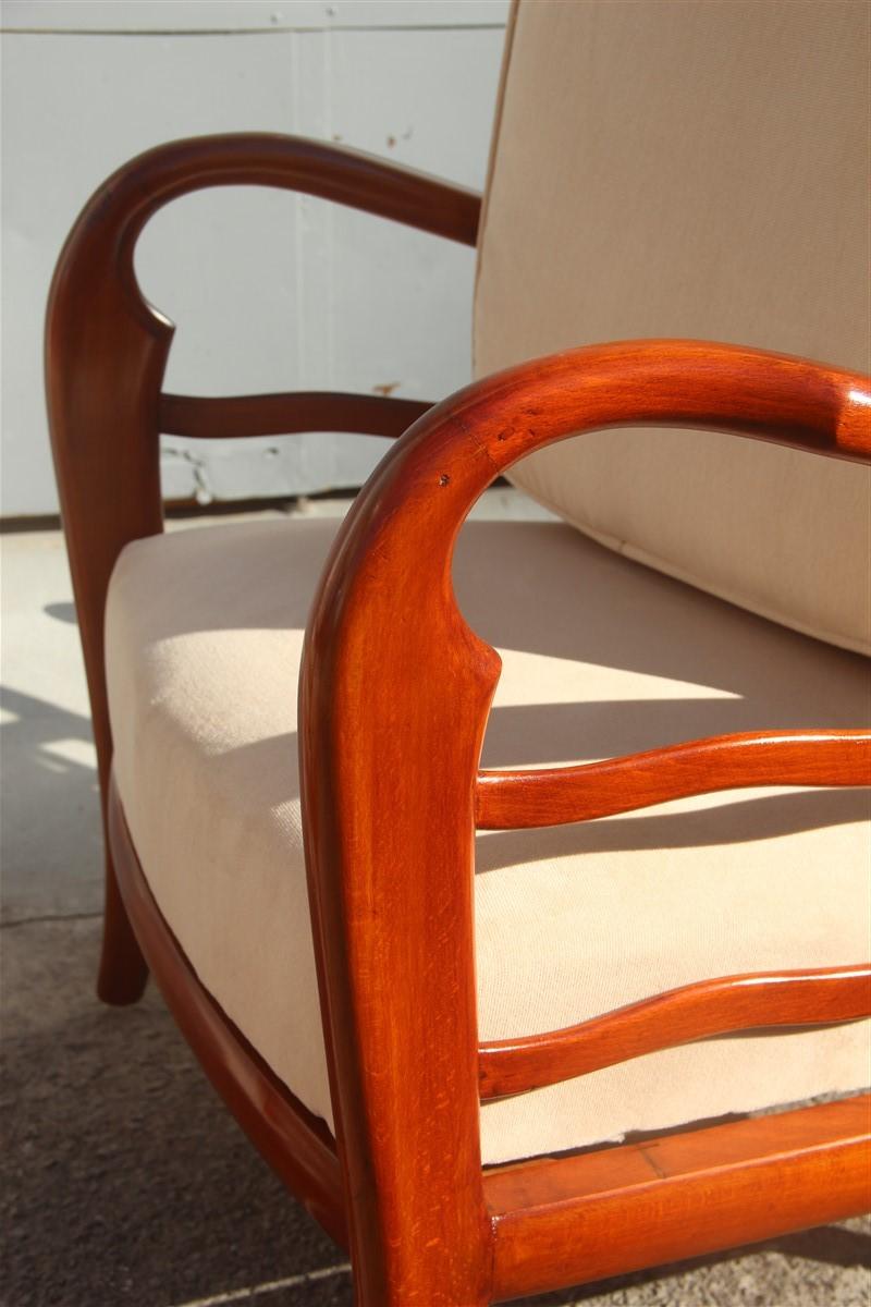 Pair of Armchairs Cherrywood Paolo Buffa Midcentury Italian Design 1950 Beige 4