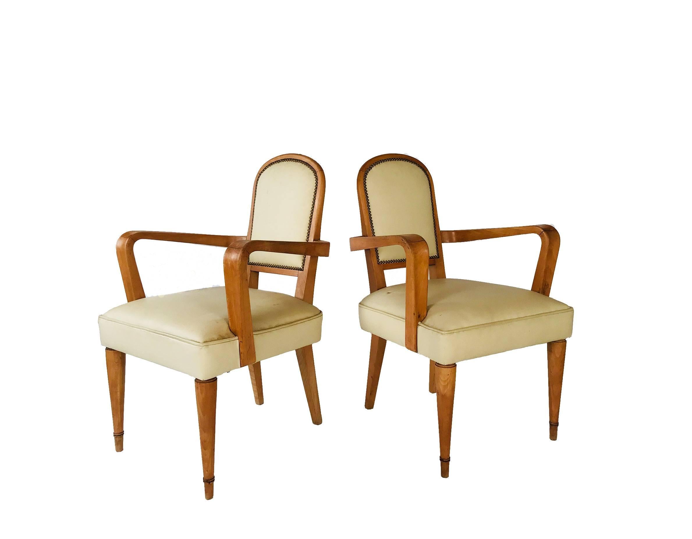 Art Deco Pair of  Armchairs circa 1940 attributed to Batistin Spade