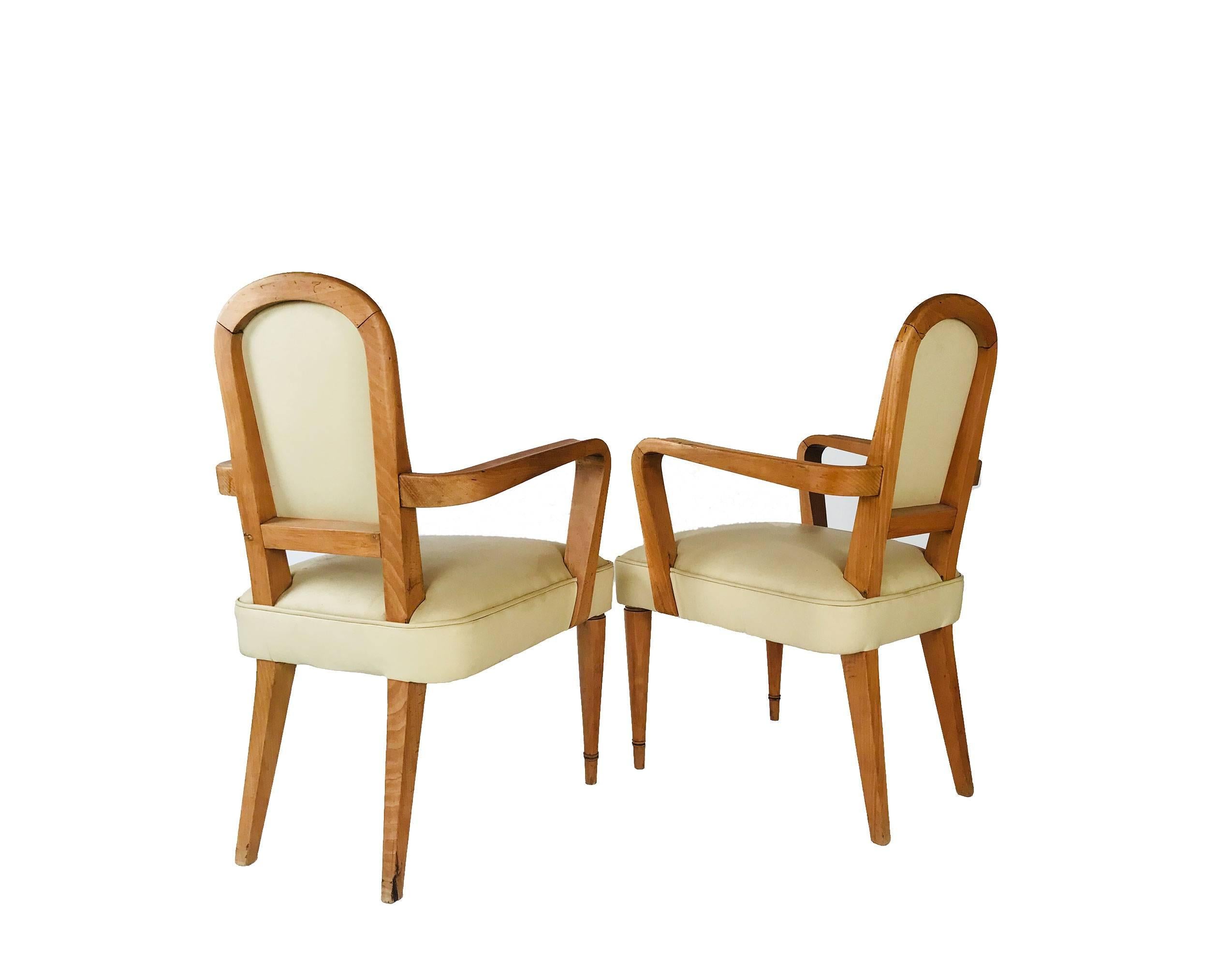 French Pair of  Armchairs circa 1940 attributed to Batistin Spade