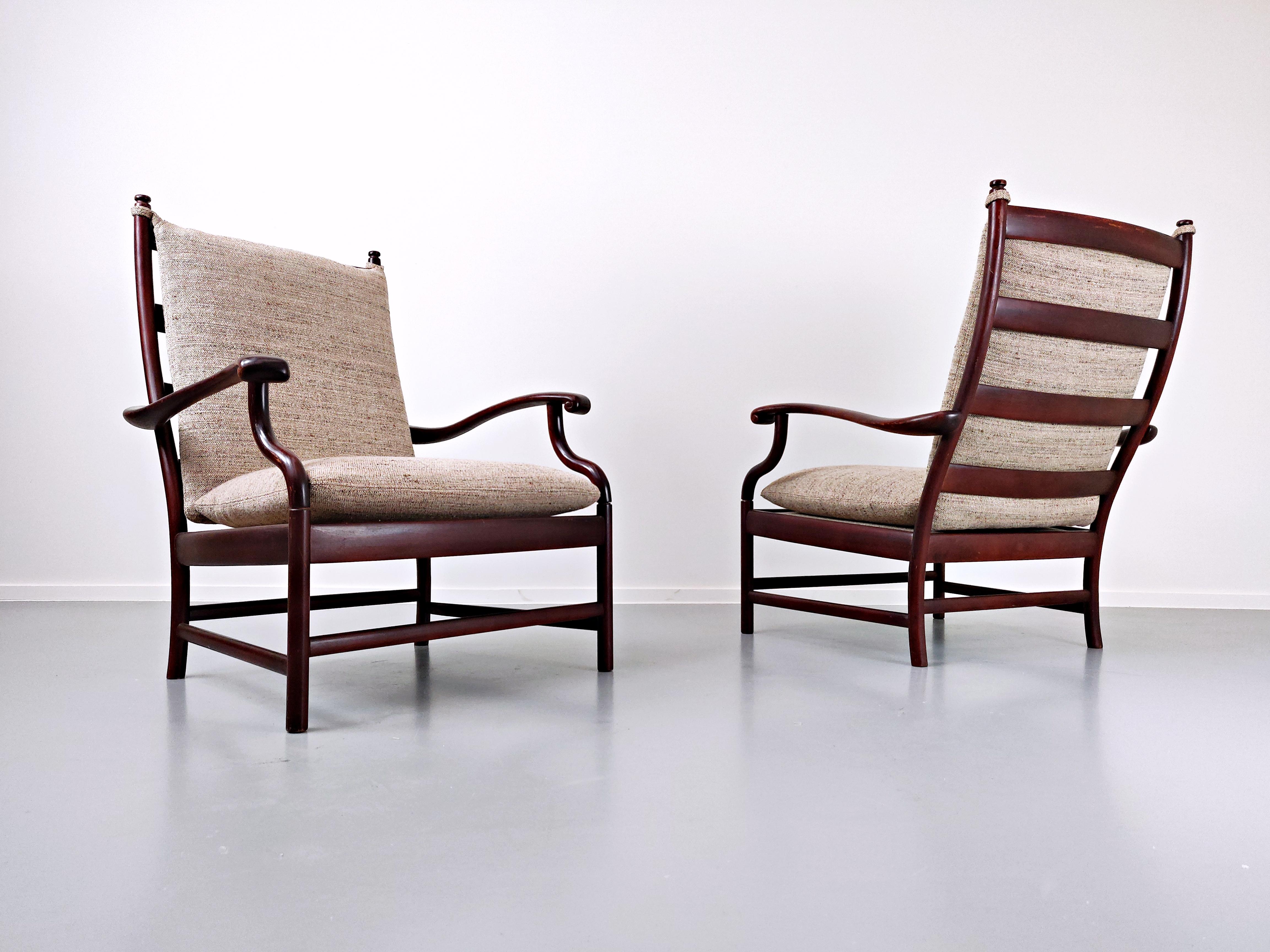 Pair of armchairs, circa 1950, new upholstery.