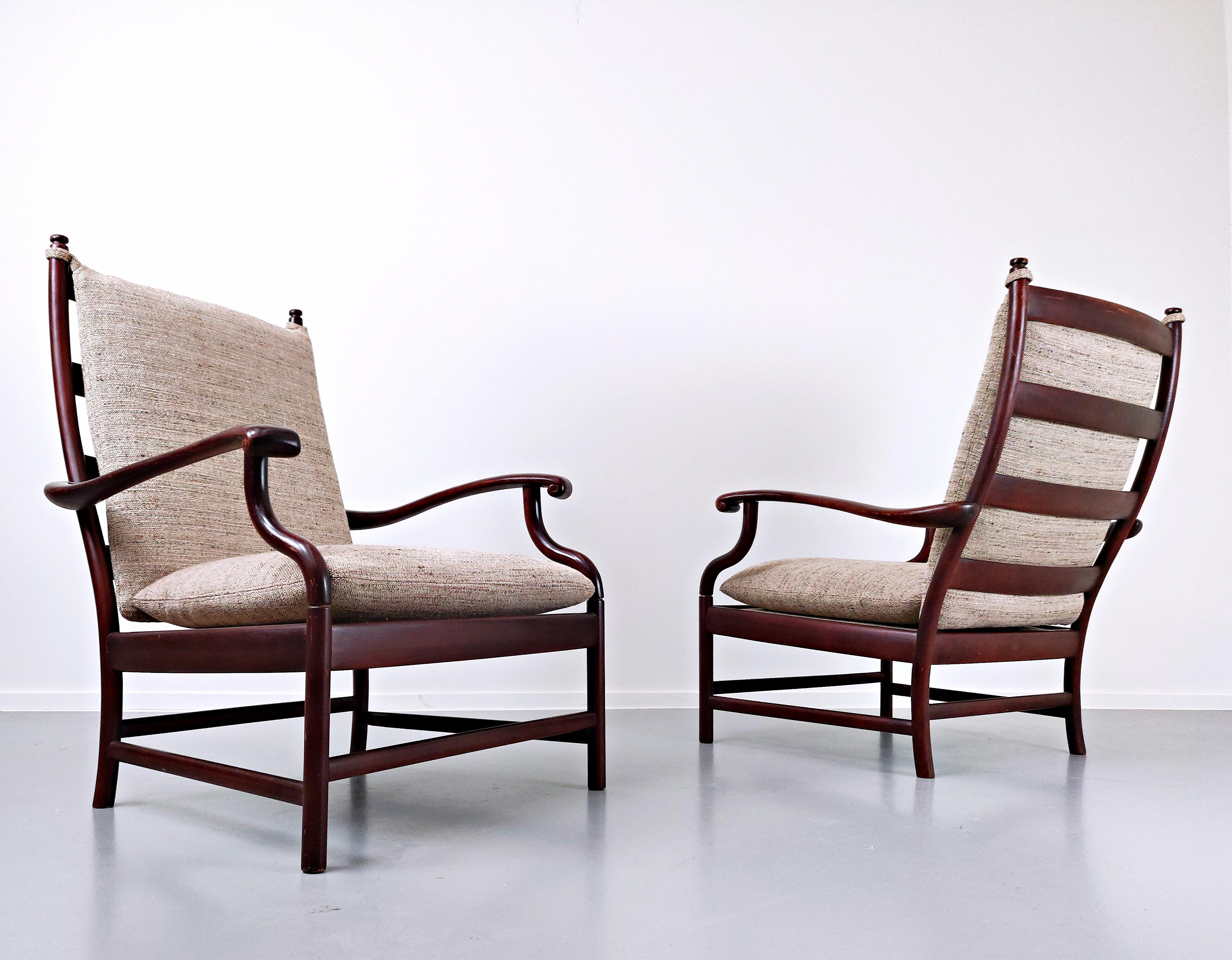 Mid-Century Modern Pair of Armchairs, circa 1950, New Upholstery