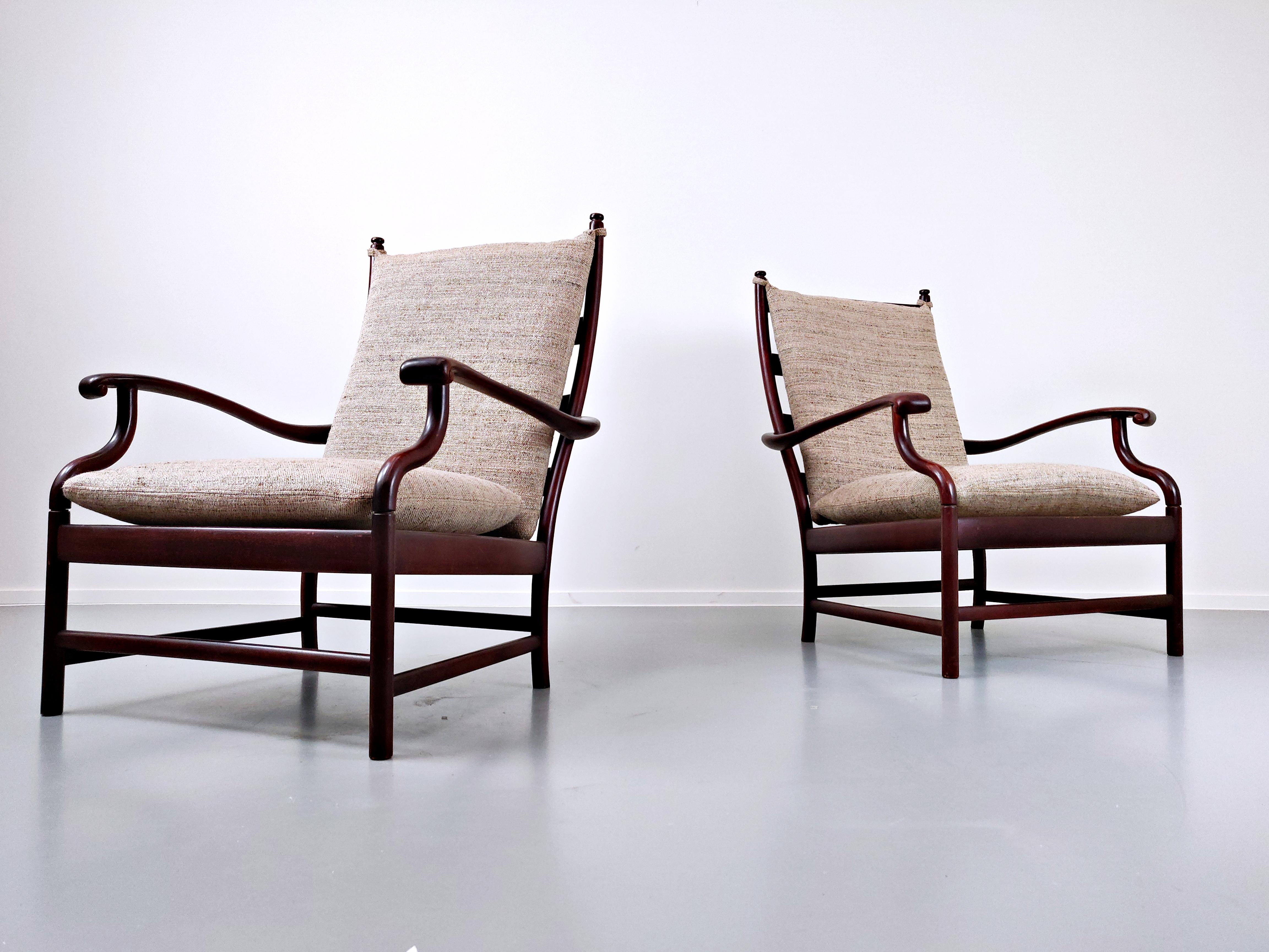 Pair of Armchairs, circa 1950, New Upholstery In Good Condition In Brussels, BE