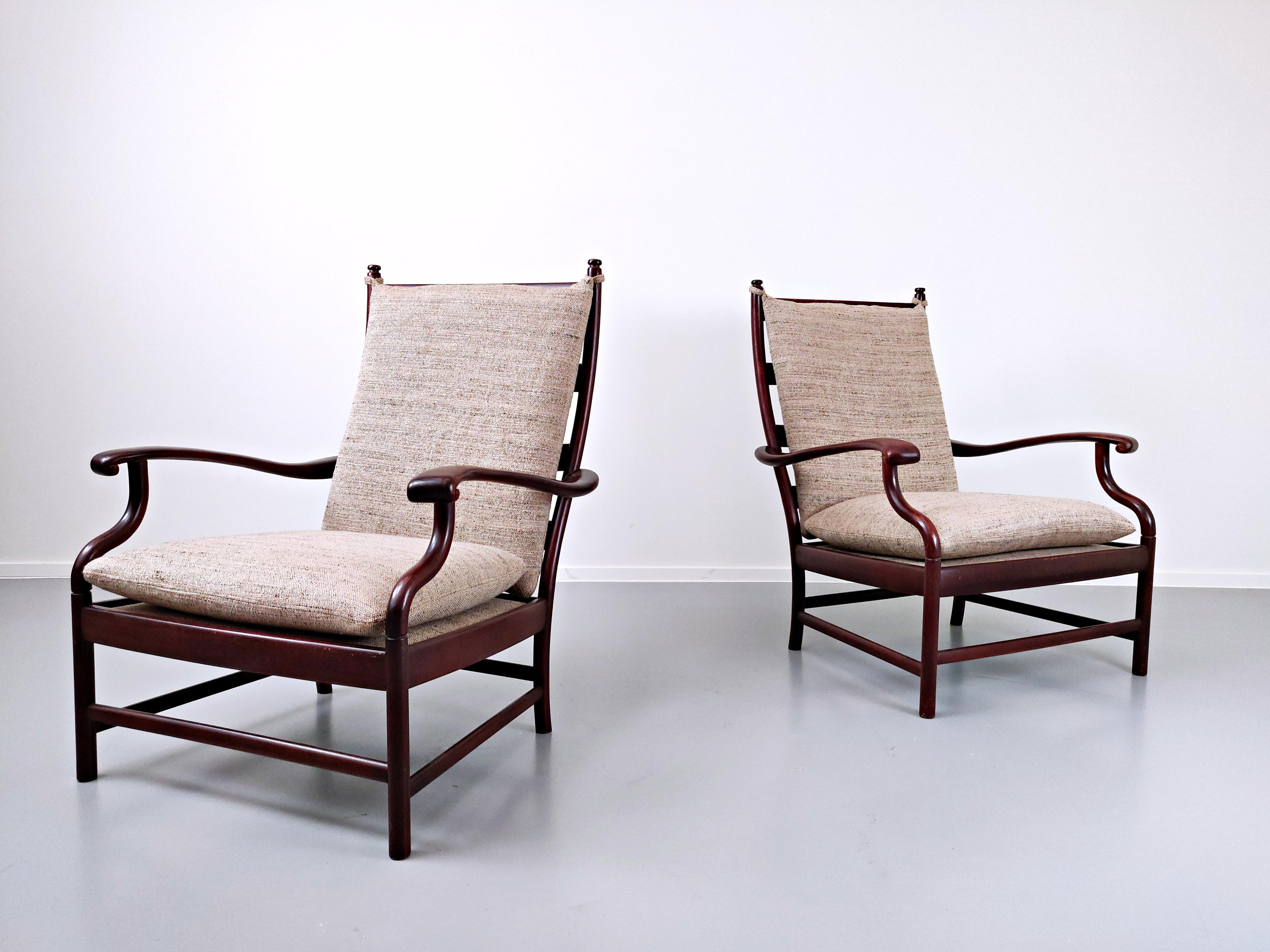 20th Century Pair of Armchairs, circa 1950, New Upholstery