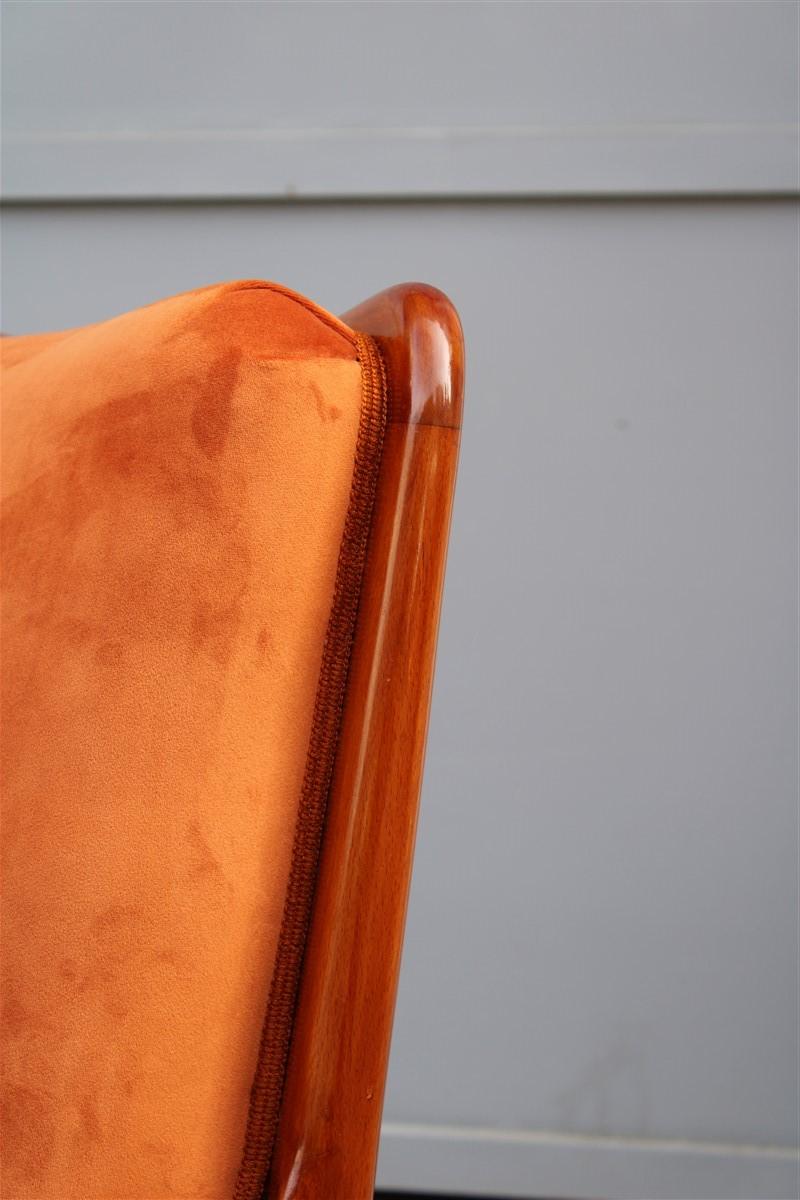 Pair of Armchairs Rust Orange Velvet Cherry Italian Design Paolo Buffa Style 7
