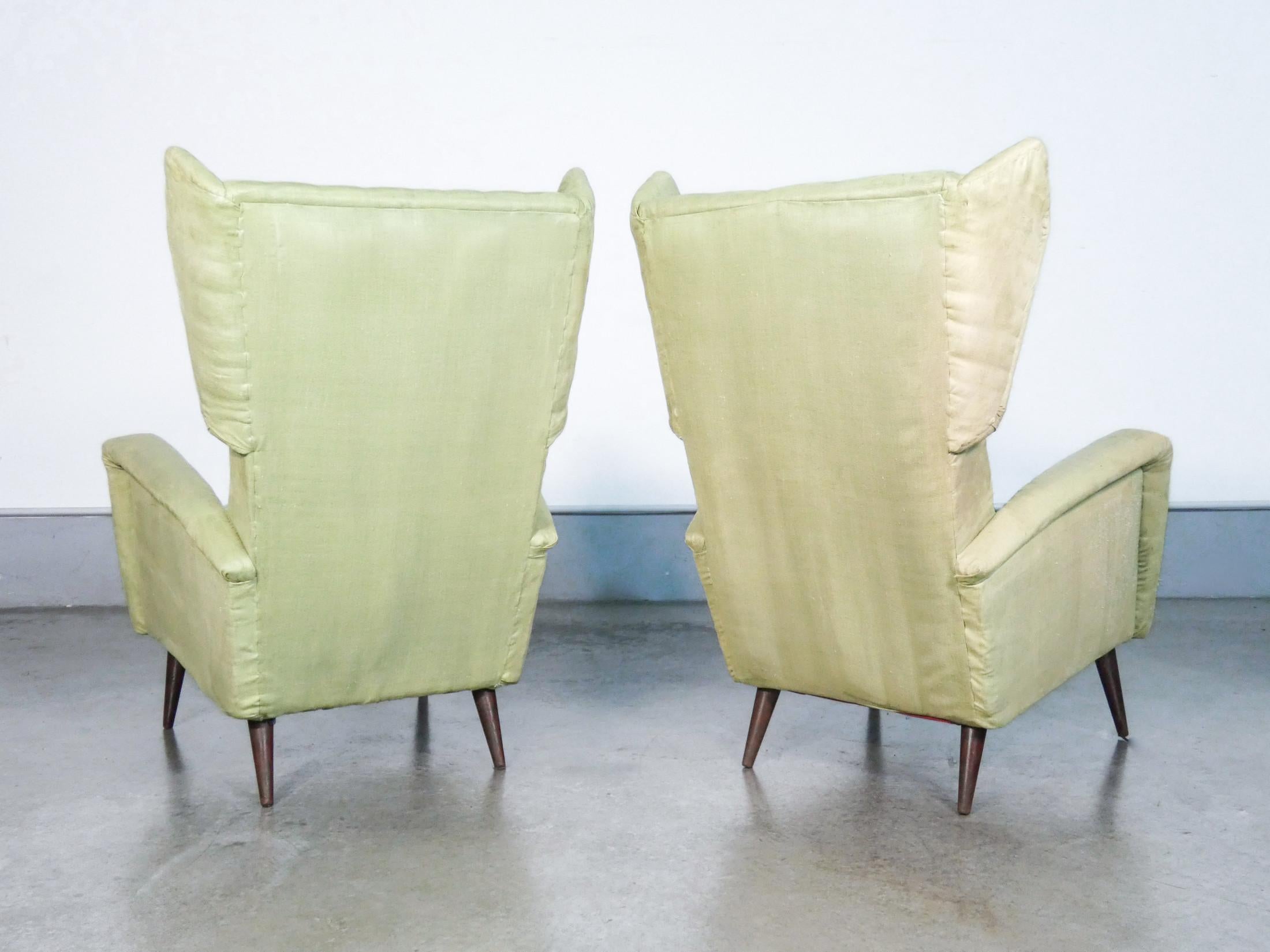 Pair of Armchairs, Design Giò Ponti for Cassina, 1950s, for Hotel Royal, Naples 4