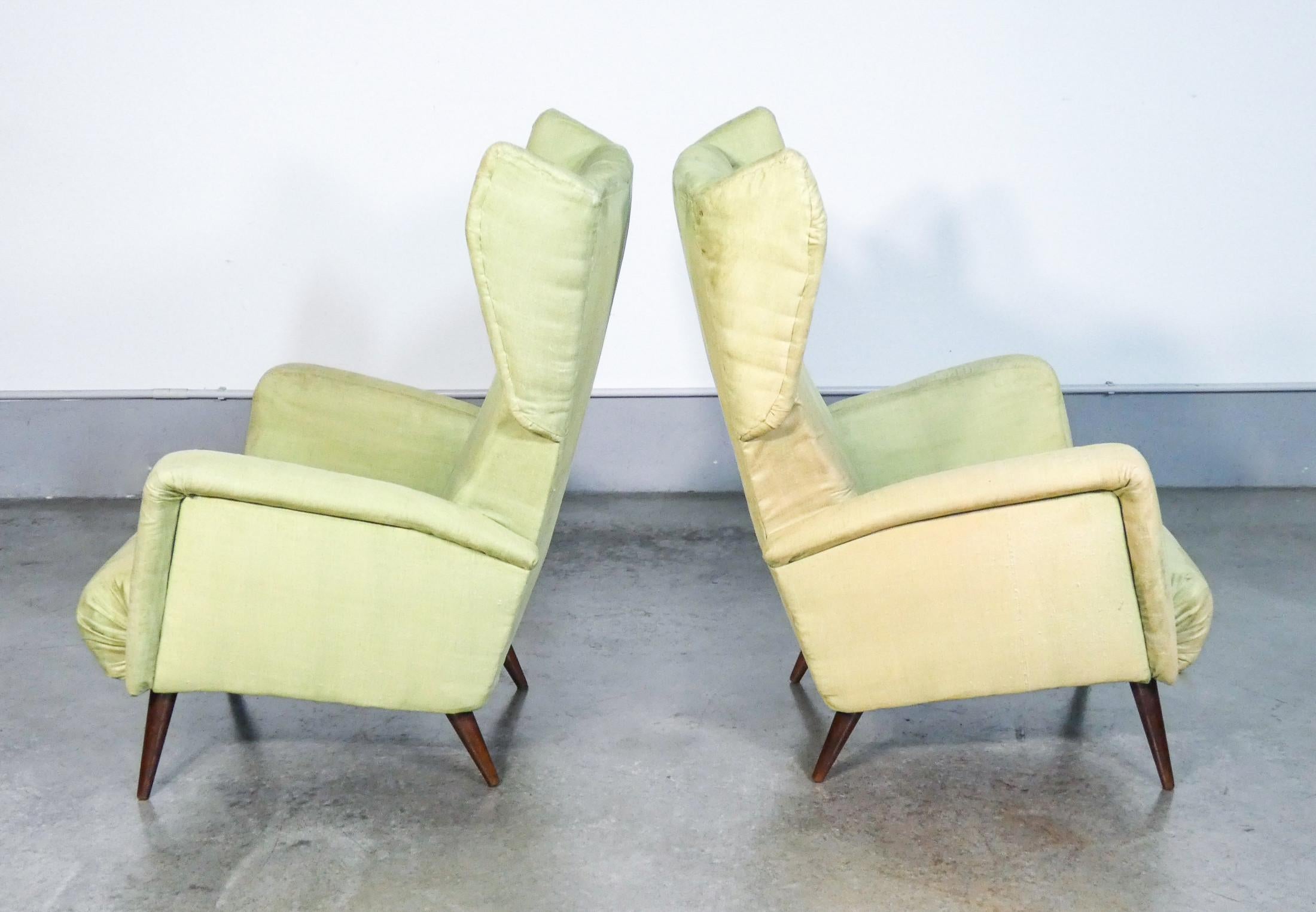 Pair of Armchairs, Design Giò Ponti for Cassina, 1950s, for Hotel Royal, Naples 1