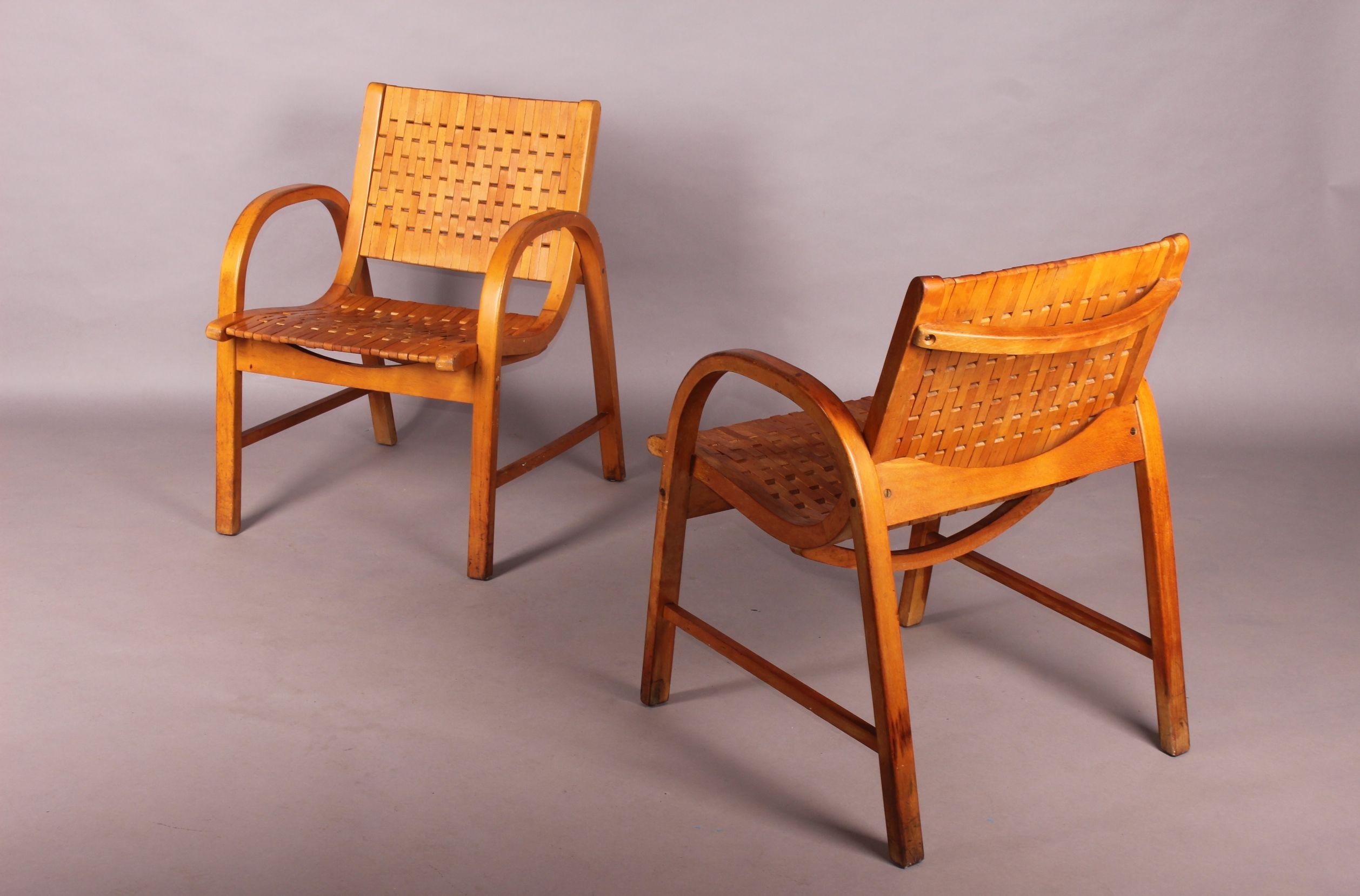 Pair of Bauhaus armchairs designed by Erich Diekmann, old and nice patina.