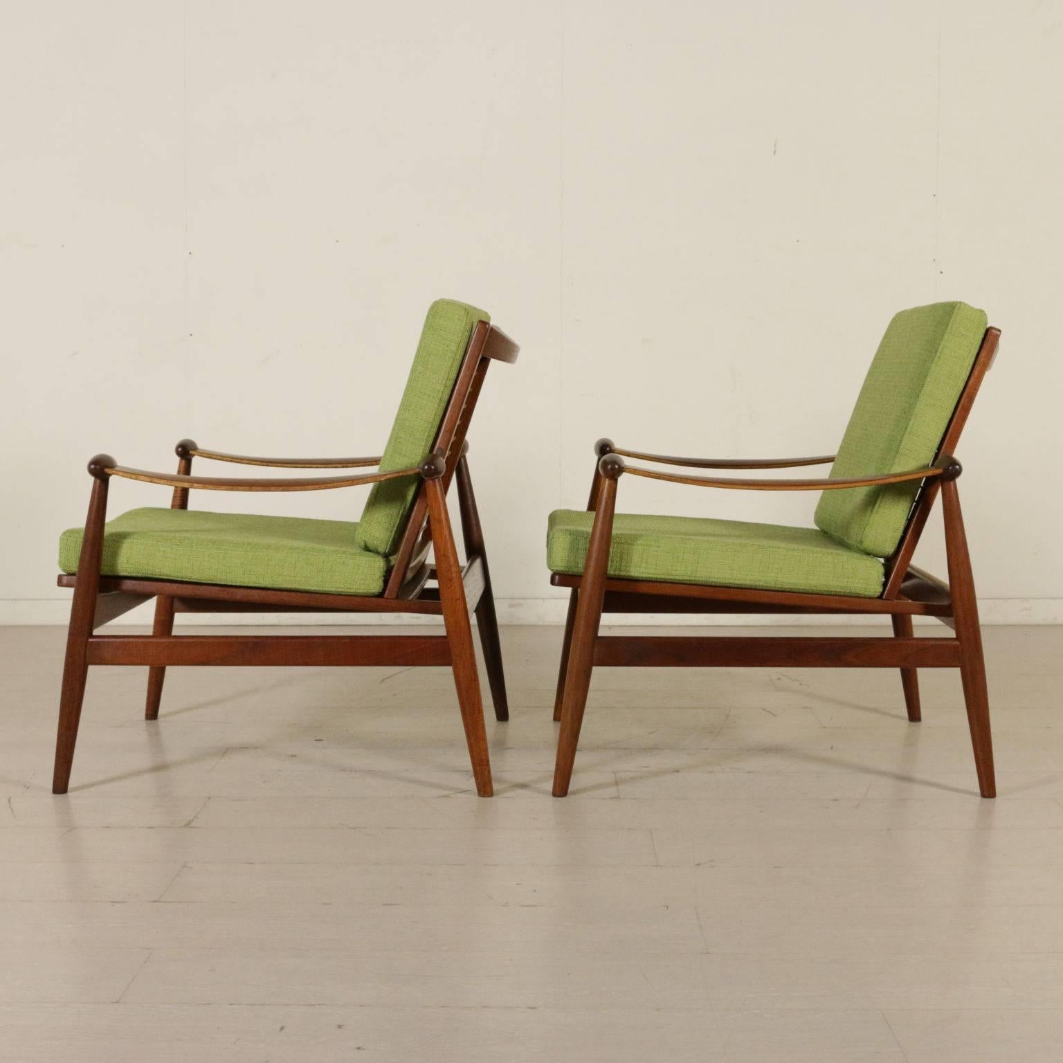 Pair of Armchairs Designed by Finn Juhl Teak Vintage, Italy, 1950s-1960s 3